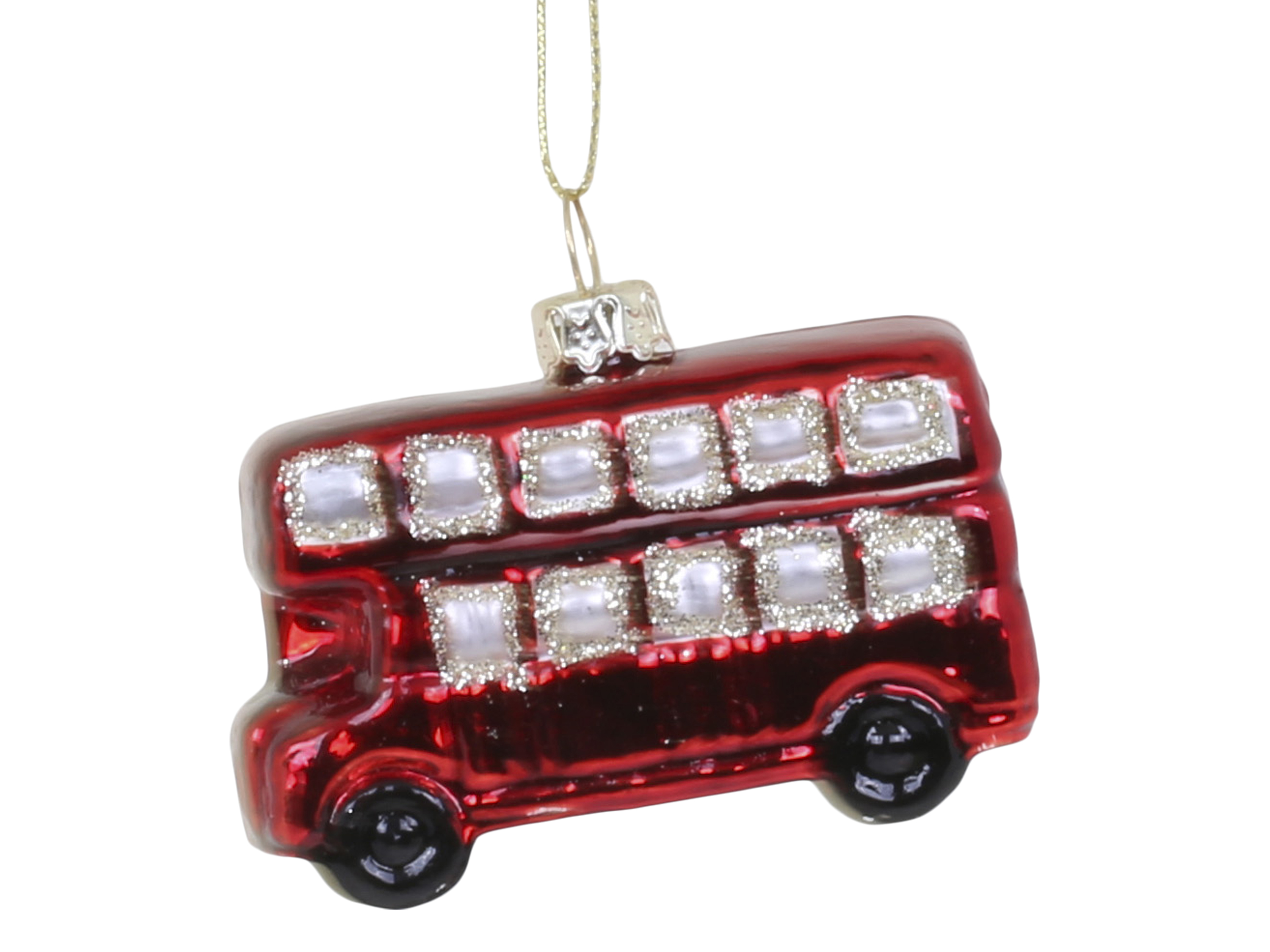 Chic Antique Weihnachtsbaumanhänger Doppeldeckerbus antique cherry Glas