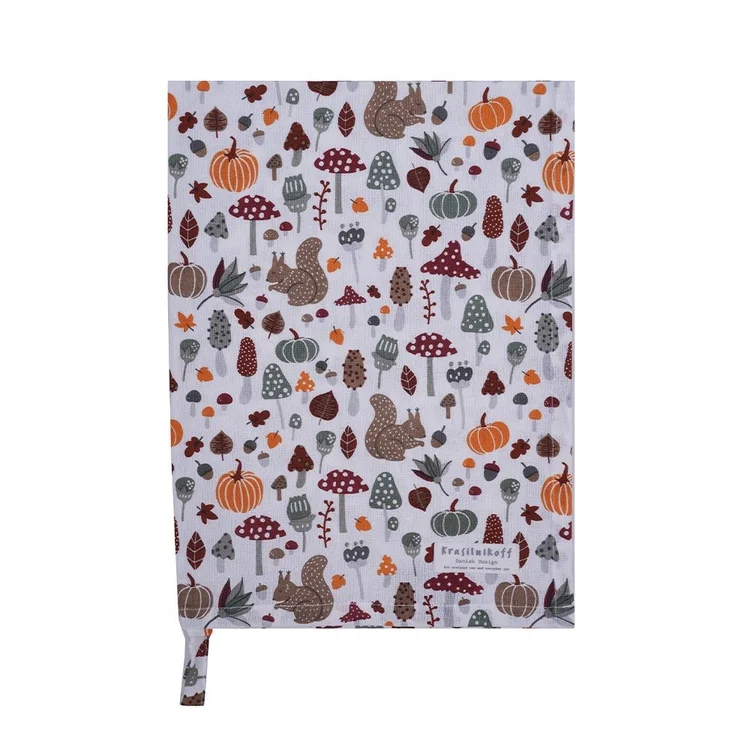 Krasilnikoff Geschirrtuch Herbst grün 50x70 cm Baumwolle