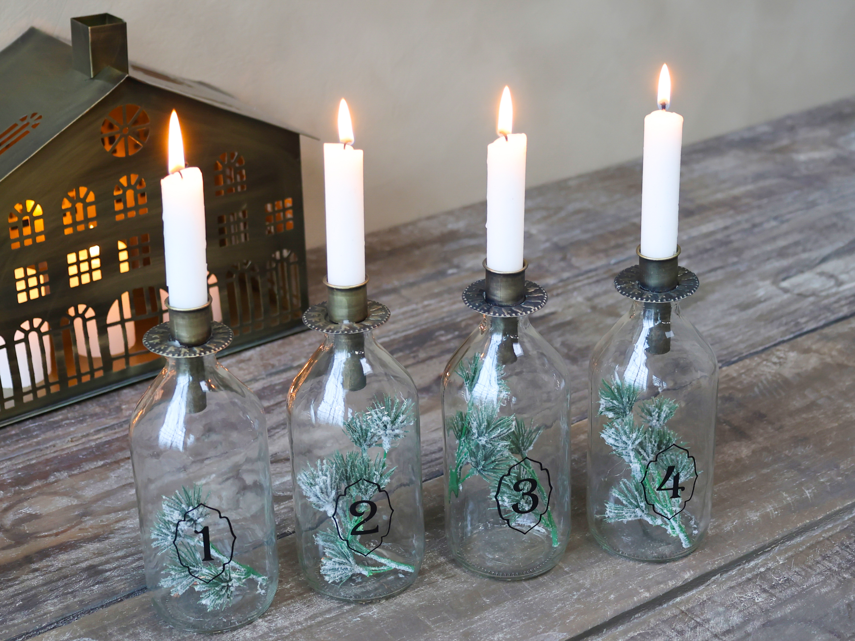 Chic Antique Weihnachtsdekoration Kerzenhalter Flaschen 1-4