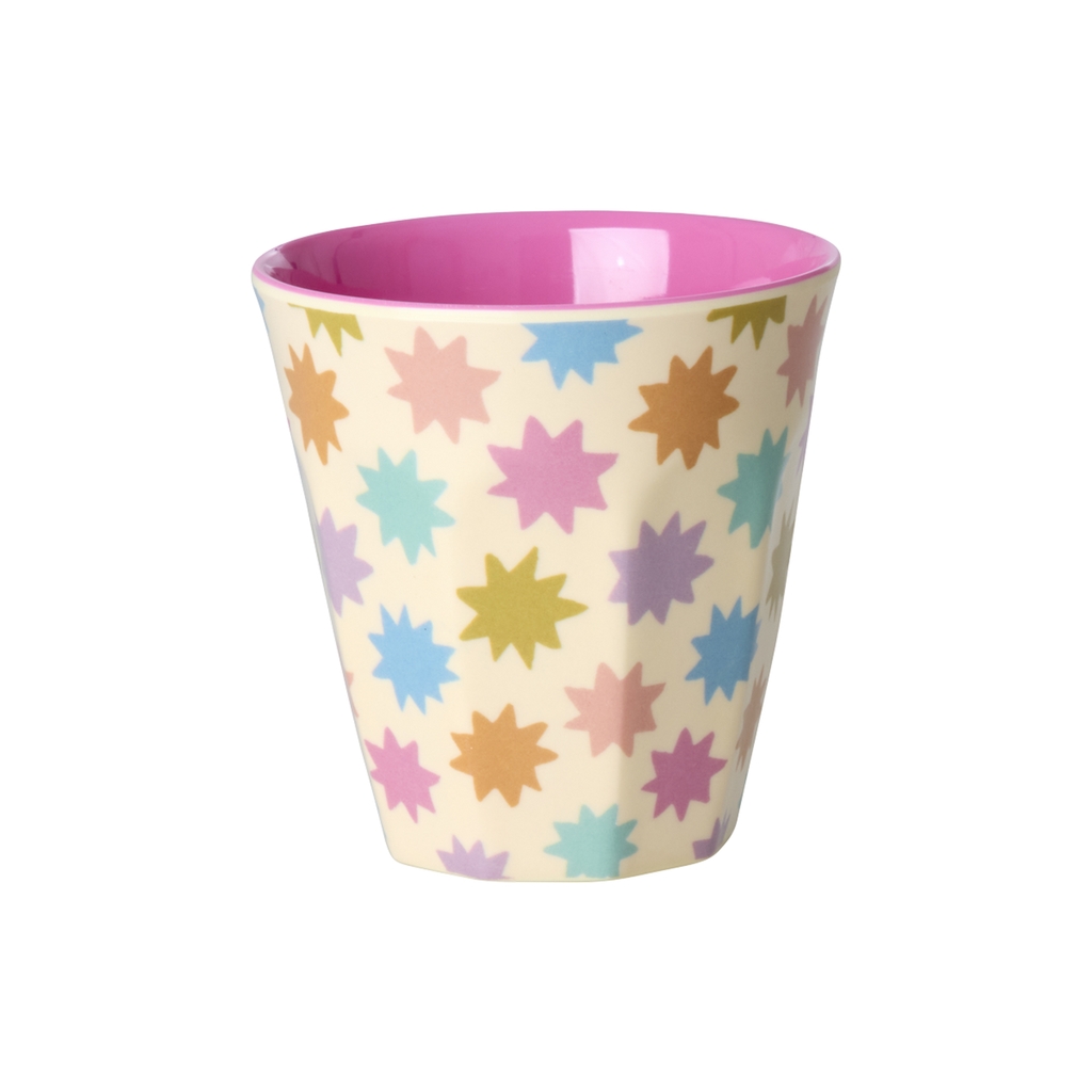 RICE Melamin Geschenkset mit 6 kleinen Bechern Fun fair Print rosa