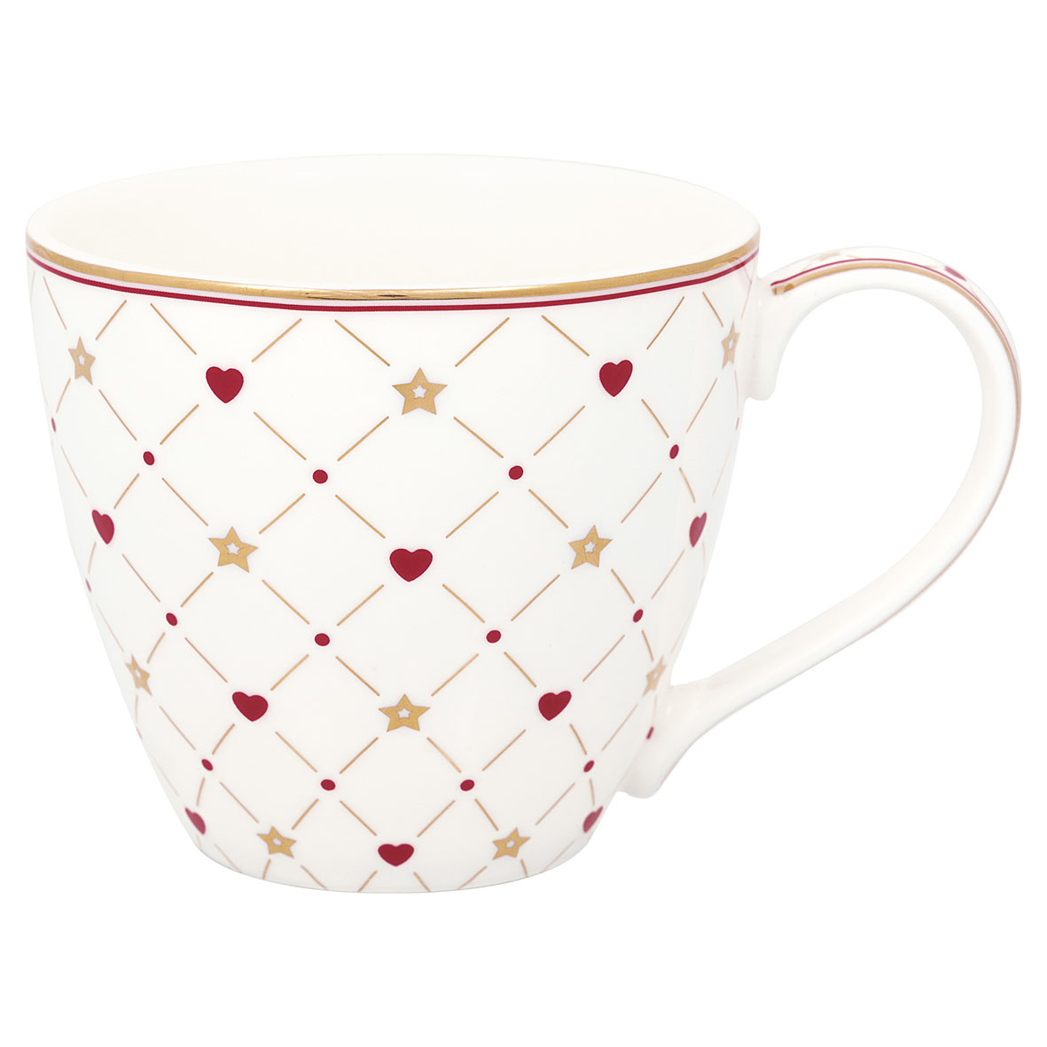 Greengate Becher Clarina heart white Lattecup mit Henkel