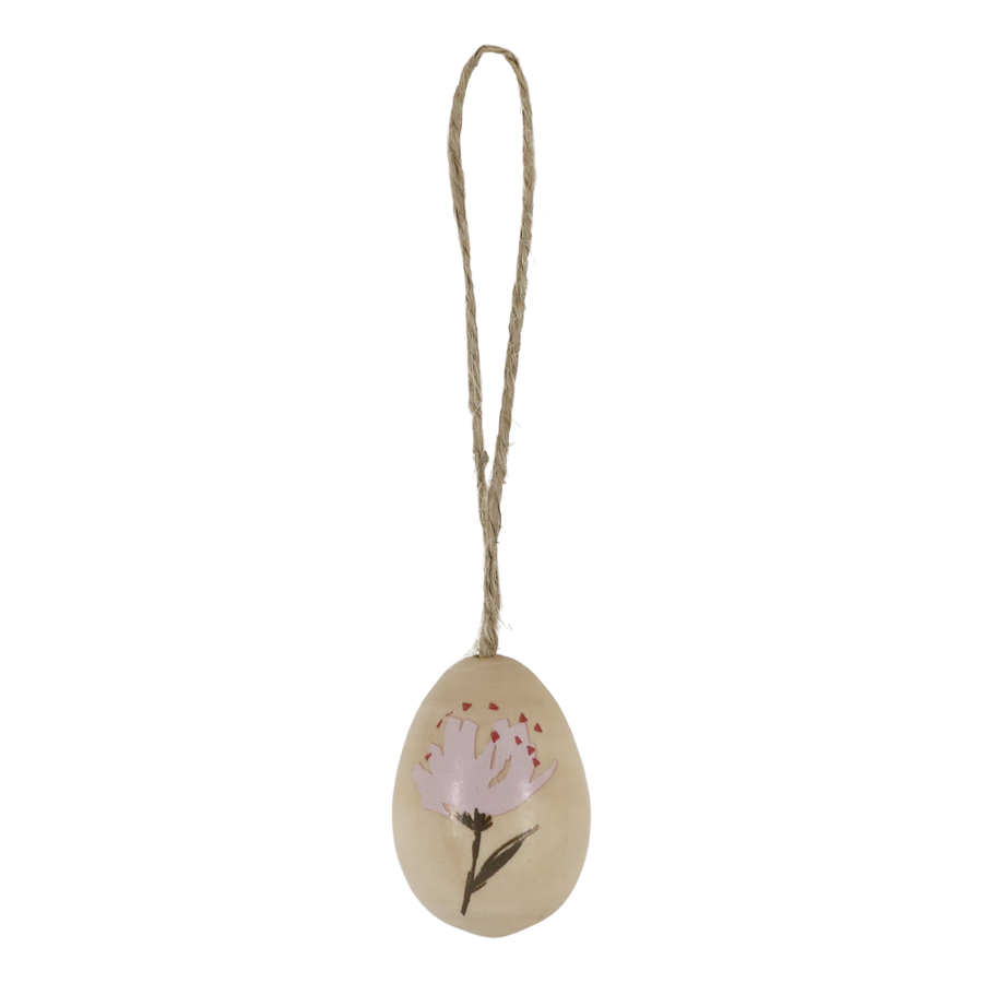 Chic Antique Osterei in Holz und Blumen natur H:4 cm, D:3 cm