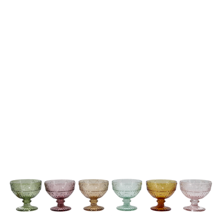 Chic Antique  Saint-Emilion Dessertschale auf Fuß mit Muster 6-er Set assortierte Farben