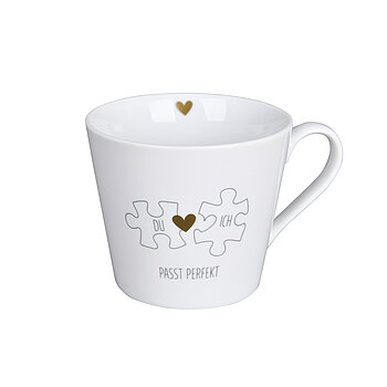 Krasilnikoff Happy Cup Du und ich passt perfekt Trinkbecher mit Henkel