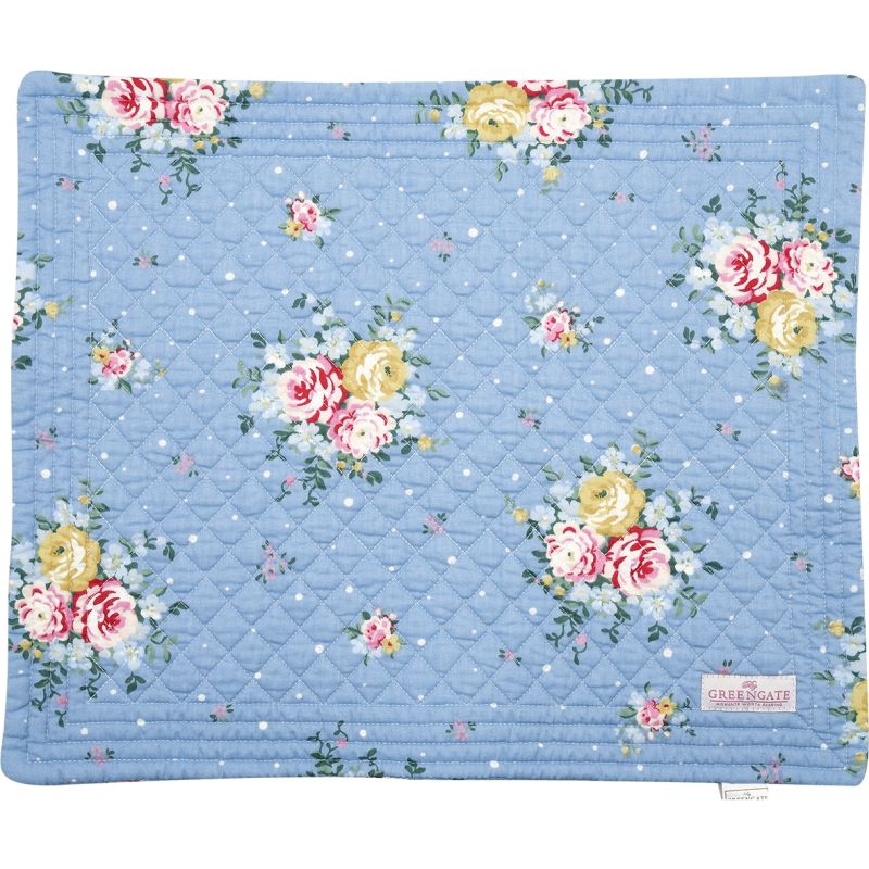 Greengate Tischset/Platzset Laura dusty blue rechteckige gesteppte Oberfläche 