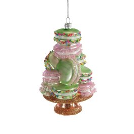 Weihnachtsbaumanhänger Macaron Türmchen pastell Glas