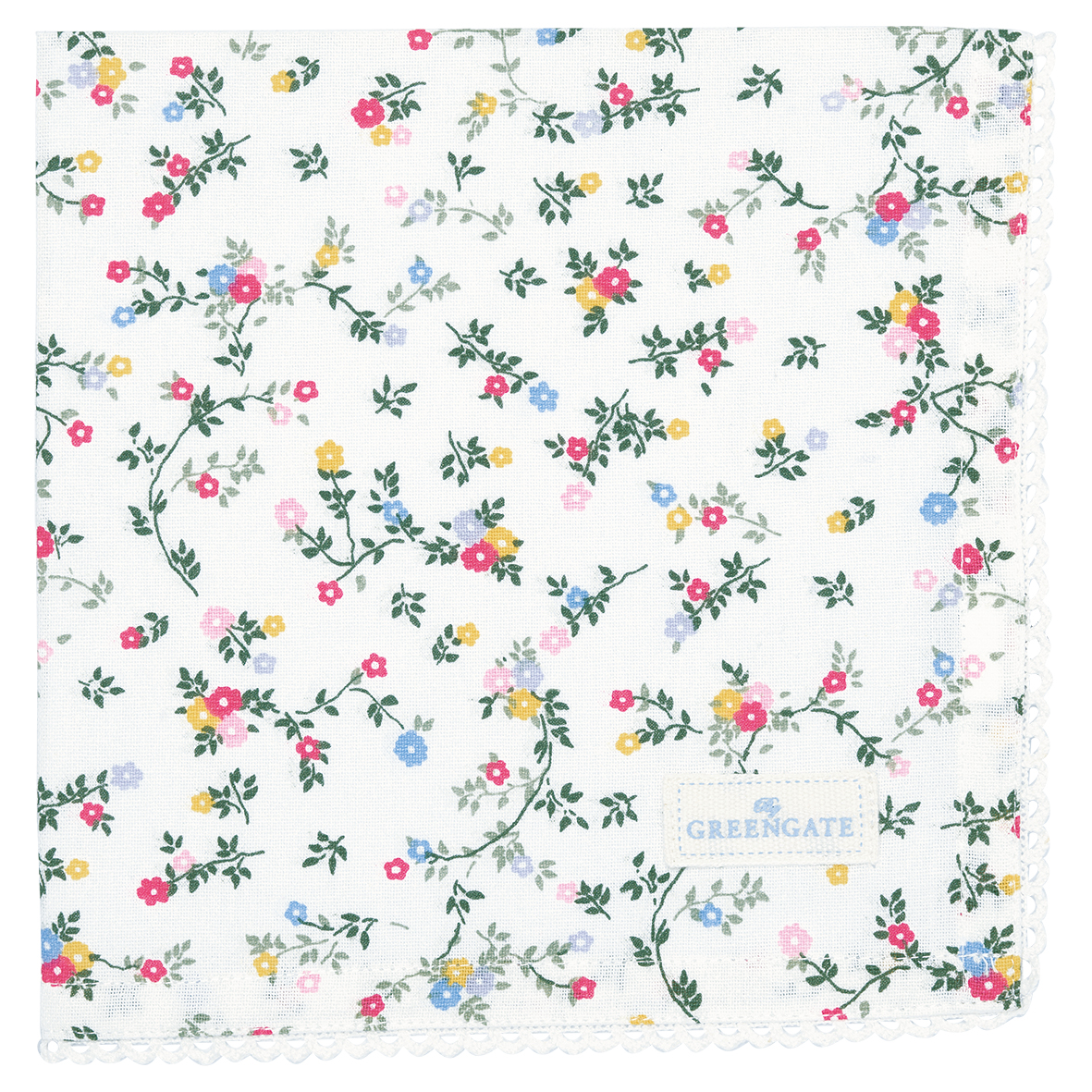 Greengate Stoffserviette Leona white mit Spitzenrand