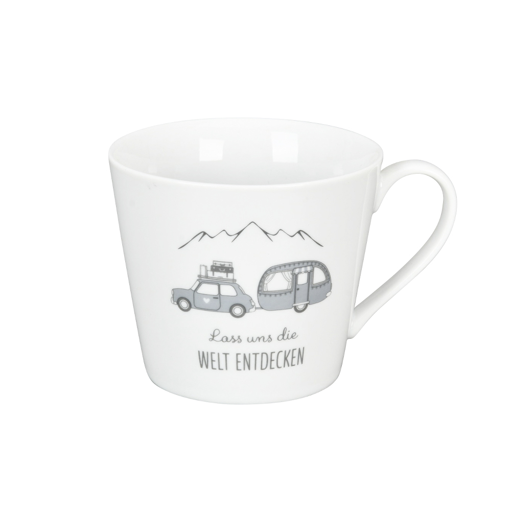 Krasilnikoff Happy Cup Lass uns die Welt entdecken Trinkbecher mit Henkel