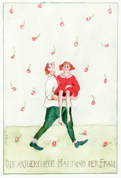 Christina Thrän Postkarte "Die artgerechte Haltung der Frau"