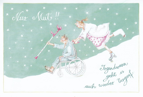 Christina Thrän Postkarte "Nur Mut! Irgendwann geht es auch wieder bergauf!