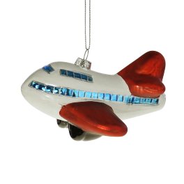 Voß Weihnachtsbaumanhänger Flugzeug Glas