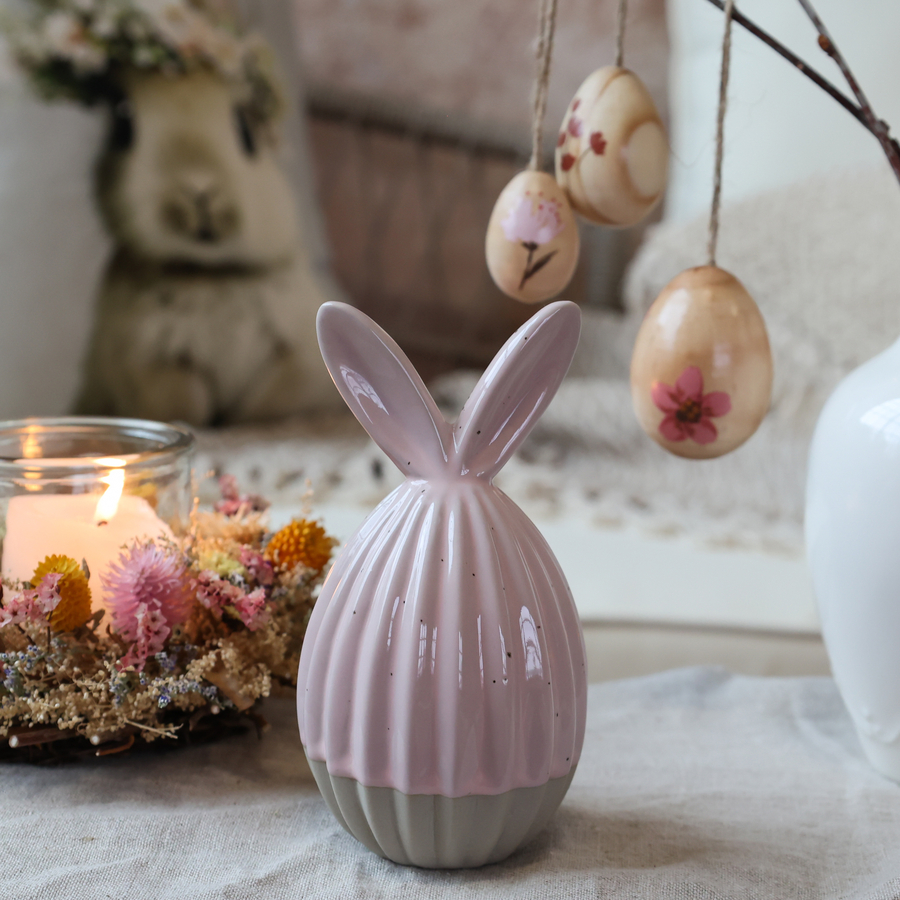 Chic Antique Osterei in Holz und Blumen natur H:4 cm, D:3 cm