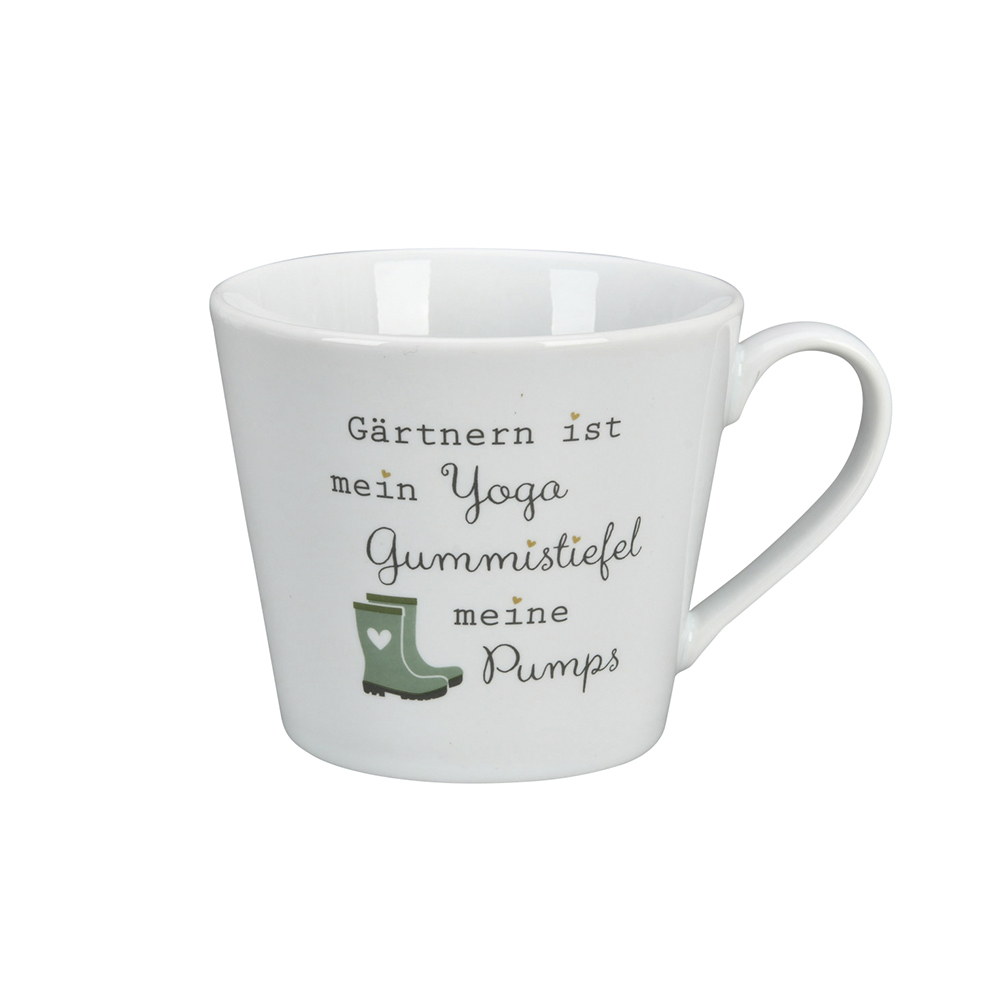 Krasilnikoff Happy Cup Gärtnern ist mein Yoga Trinkbecher mit Henkel