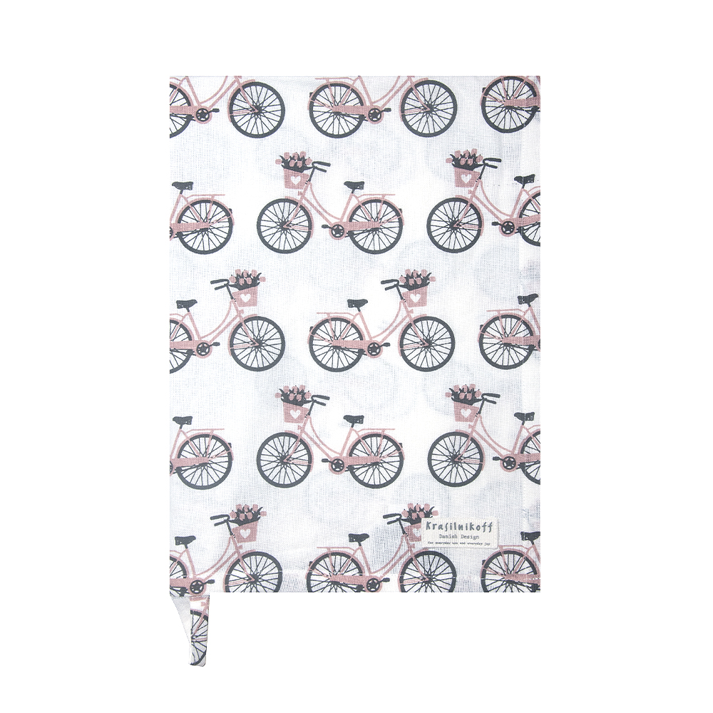 Krasilnikoff Geschirrtuch Colourful bike rosa Teatowel