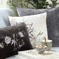 Greengate  Kissenbezug Aslaug dark grey  with embroidery 40 x 40 cm