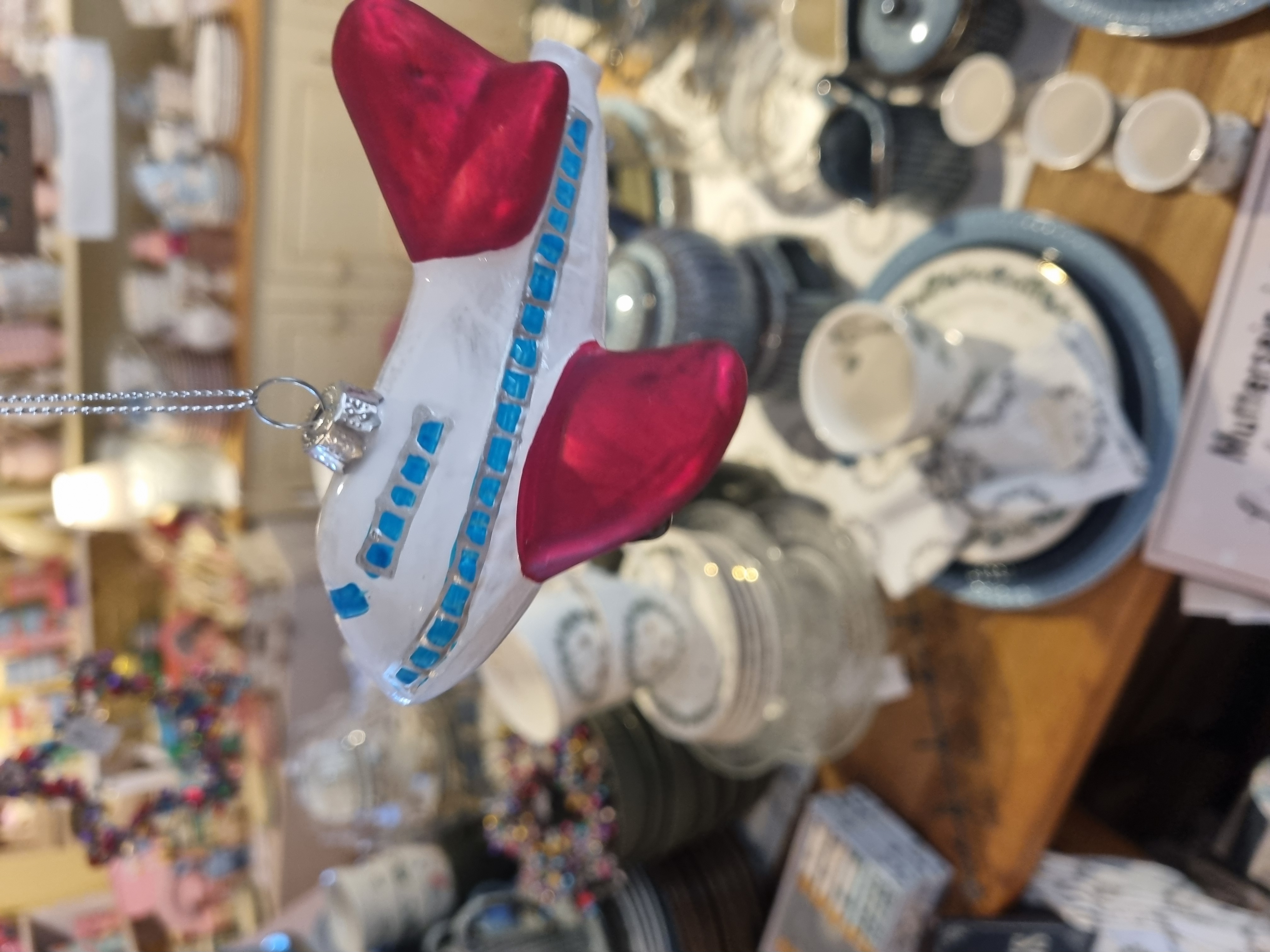 Voß Weihnachtsbaumanhänger Flugzeug Glas