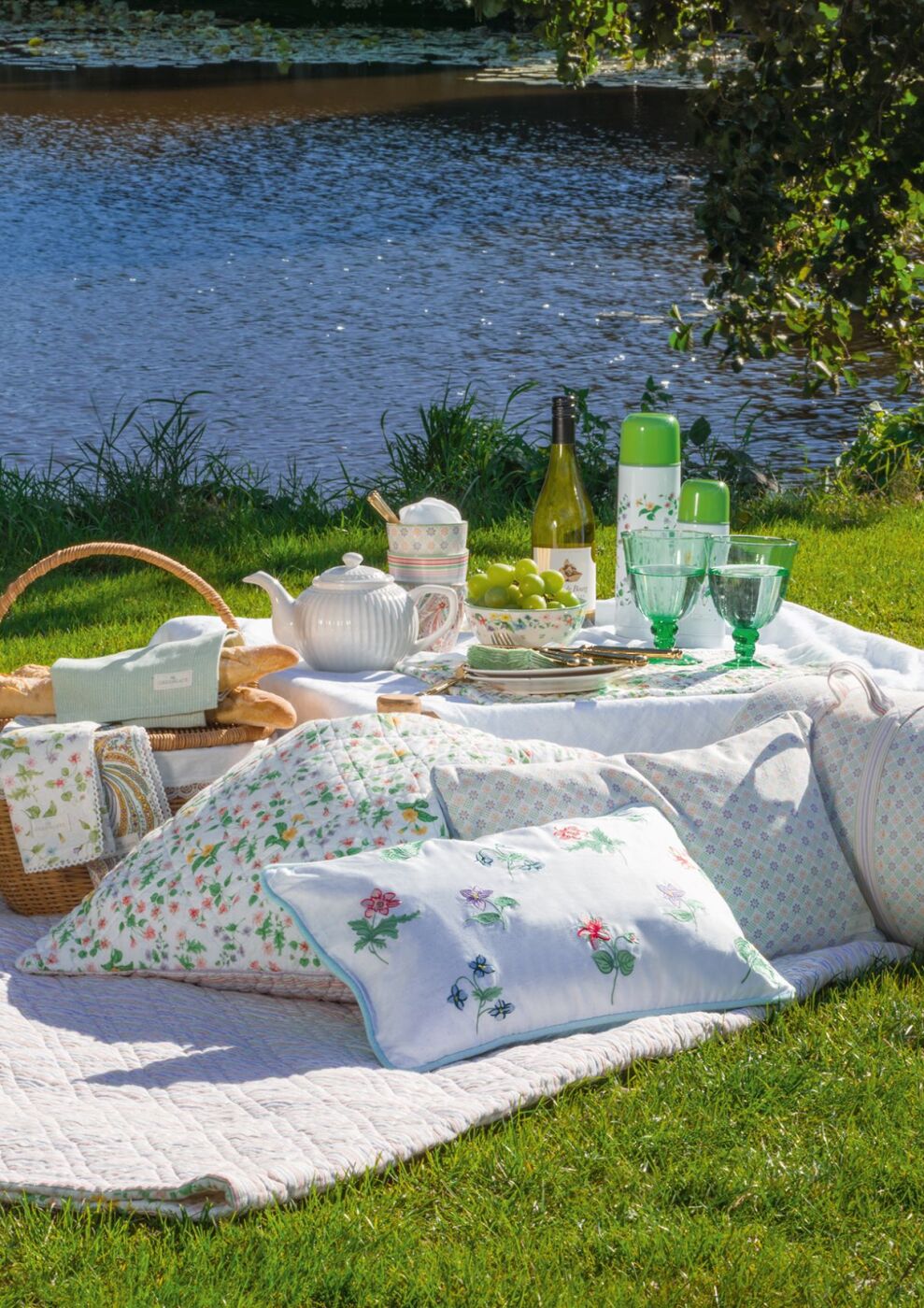 Greengate Sitzkissen Evelina white 40x40 cm zum festbinden