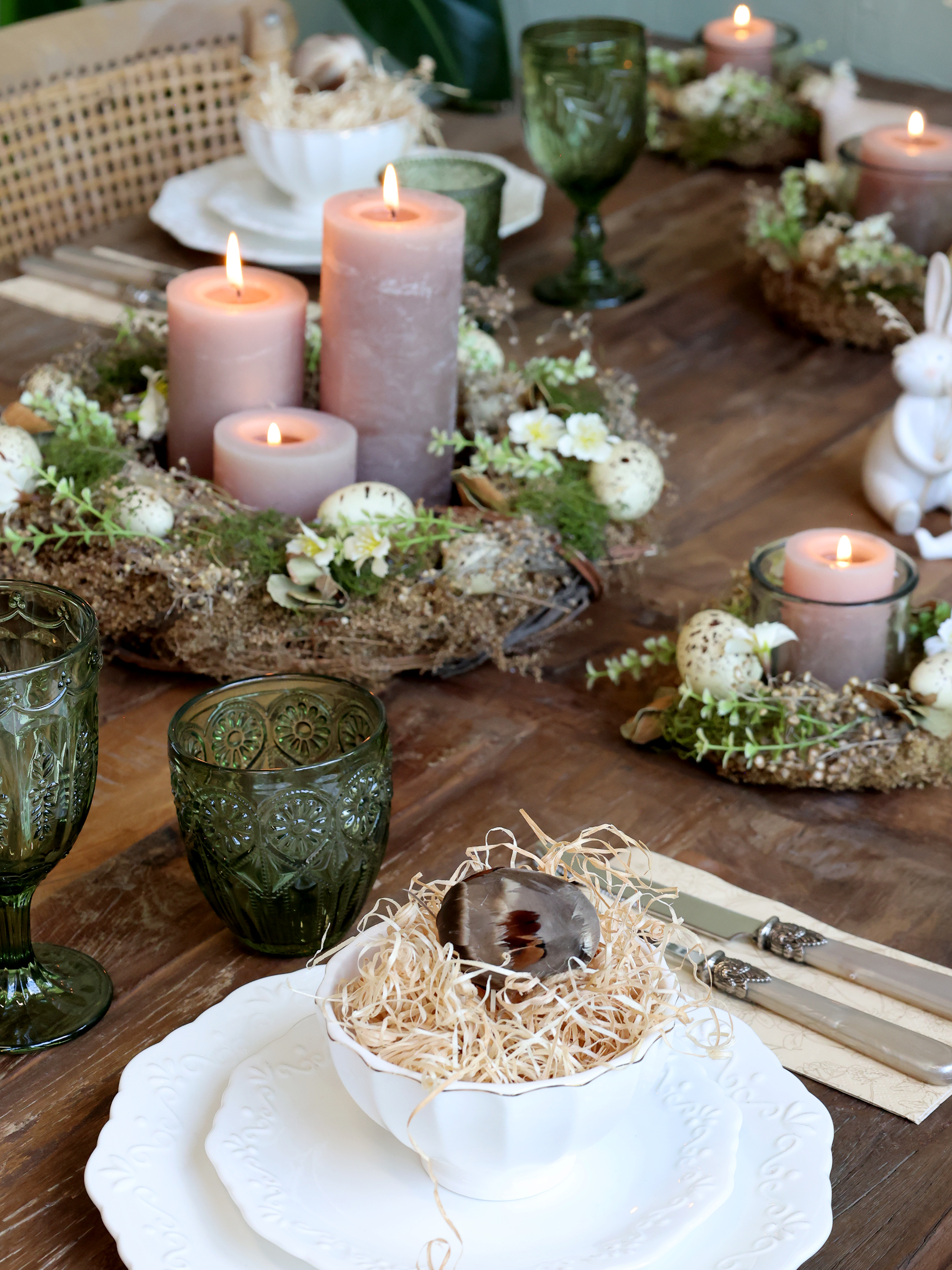 Chic Antique Windlicht mit Blumenkranz klein