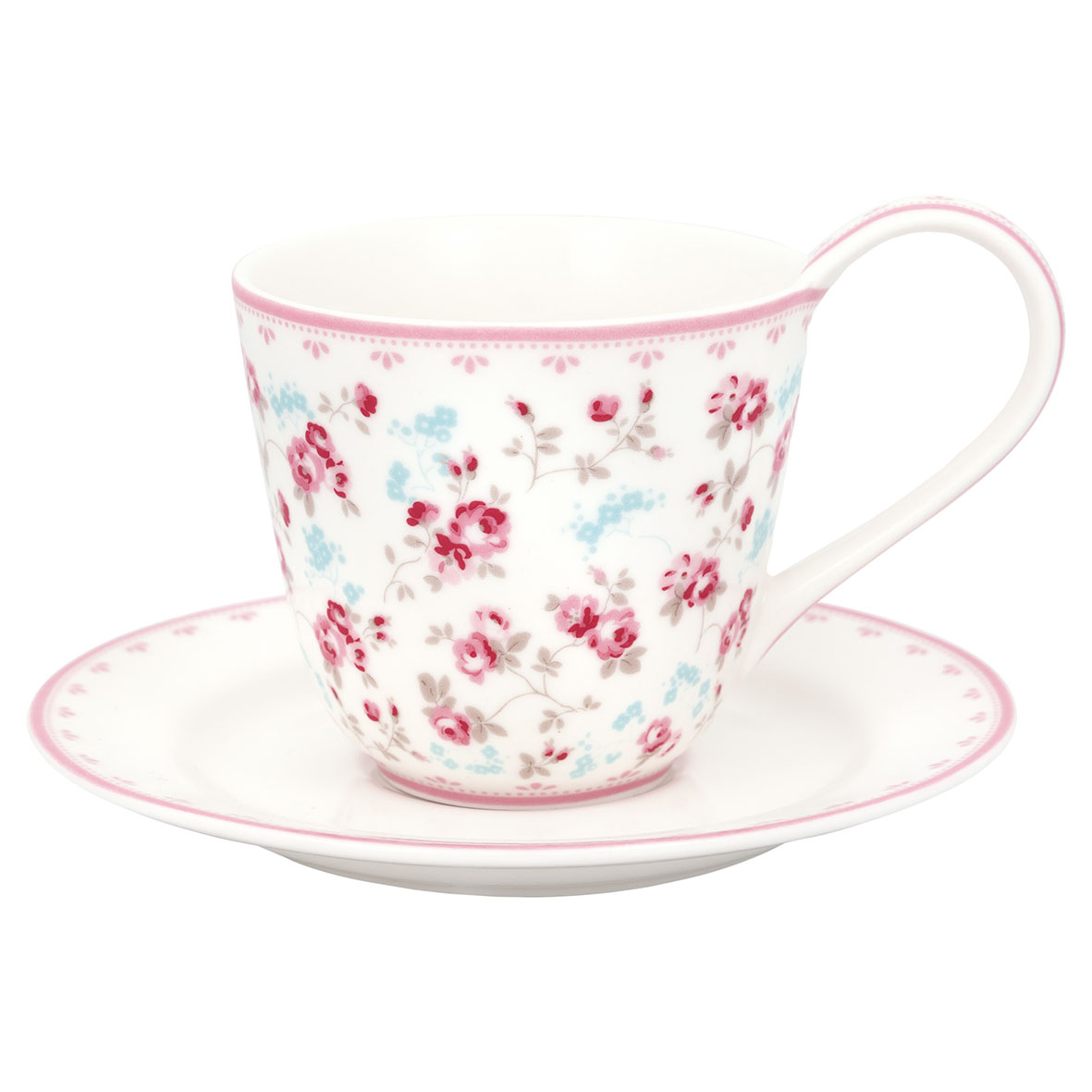Greengate Tasse und Untertasse Elsy white 2-teilig