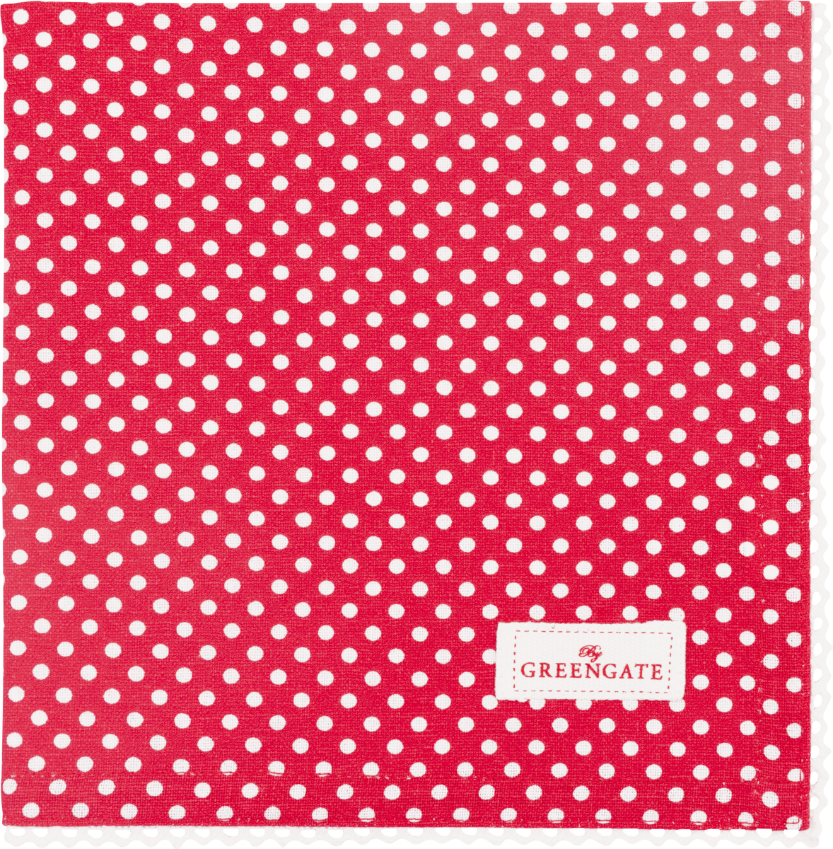 Greengate Stoffserviette Dotty red mit Spitzenrand