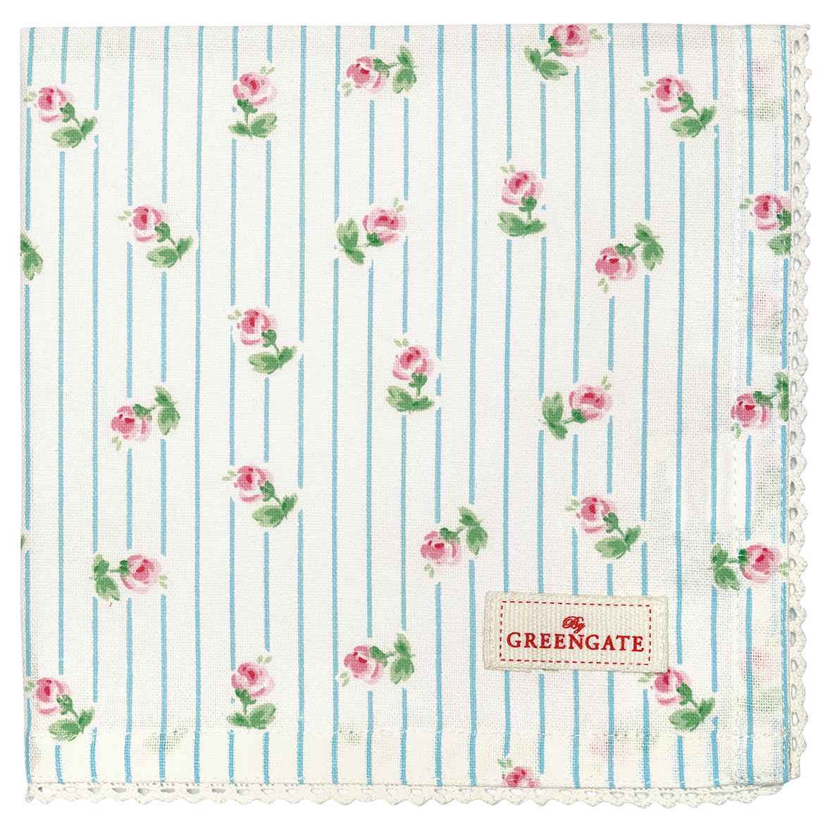 Greengate Stoffserviette Lily white mit Spitzenrand