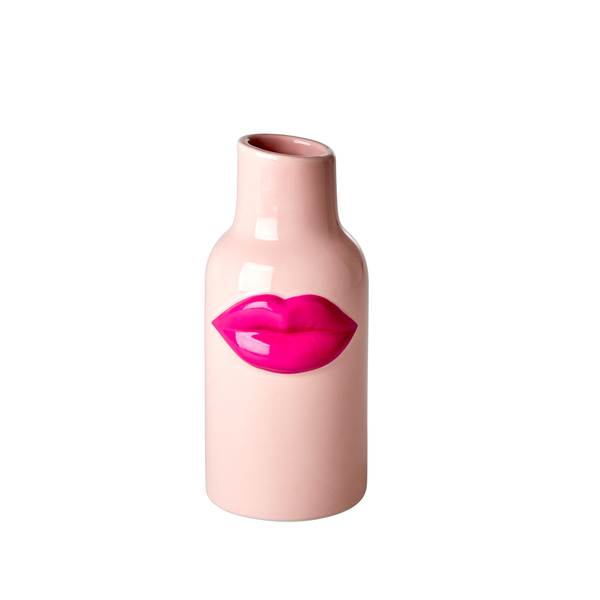 RICE Vase Lips Keramik rosa/rot