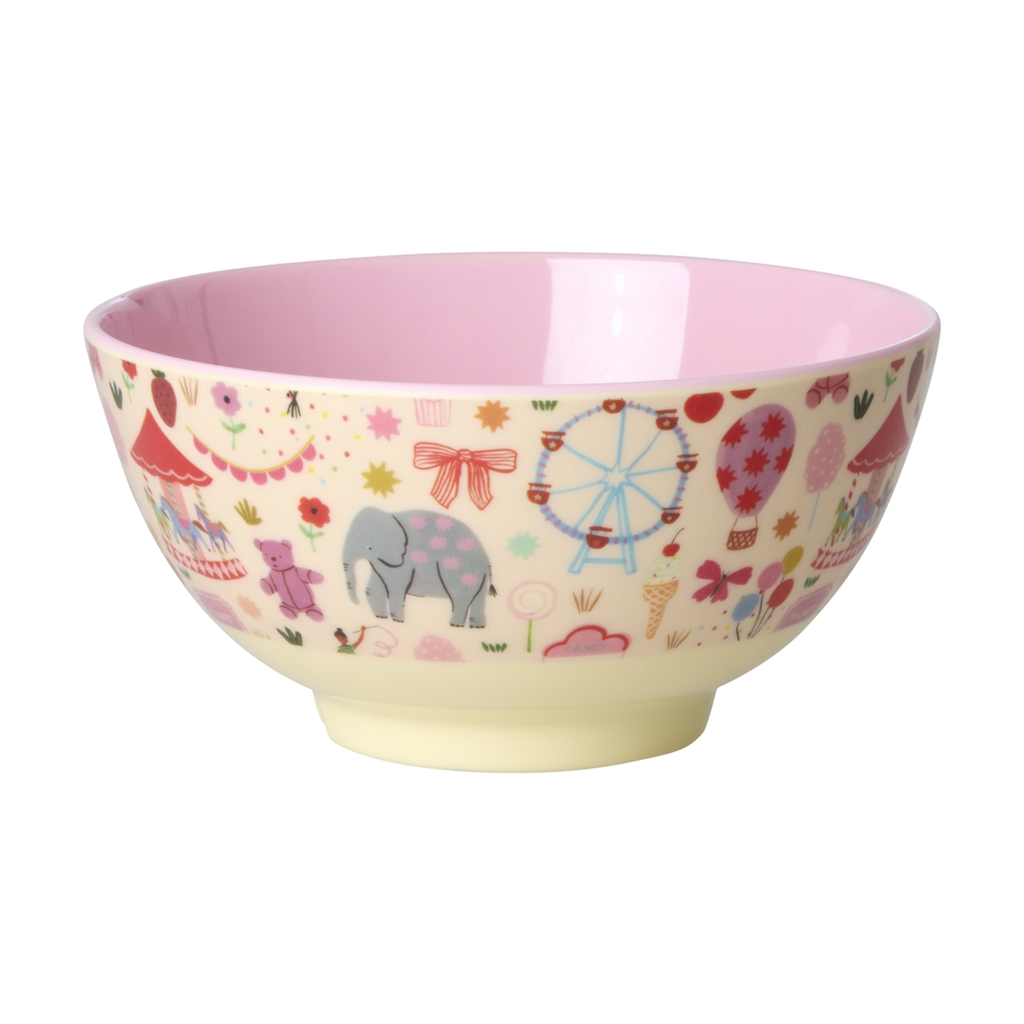 RICE Melamin Schüssel Fun fair Print rosa medium