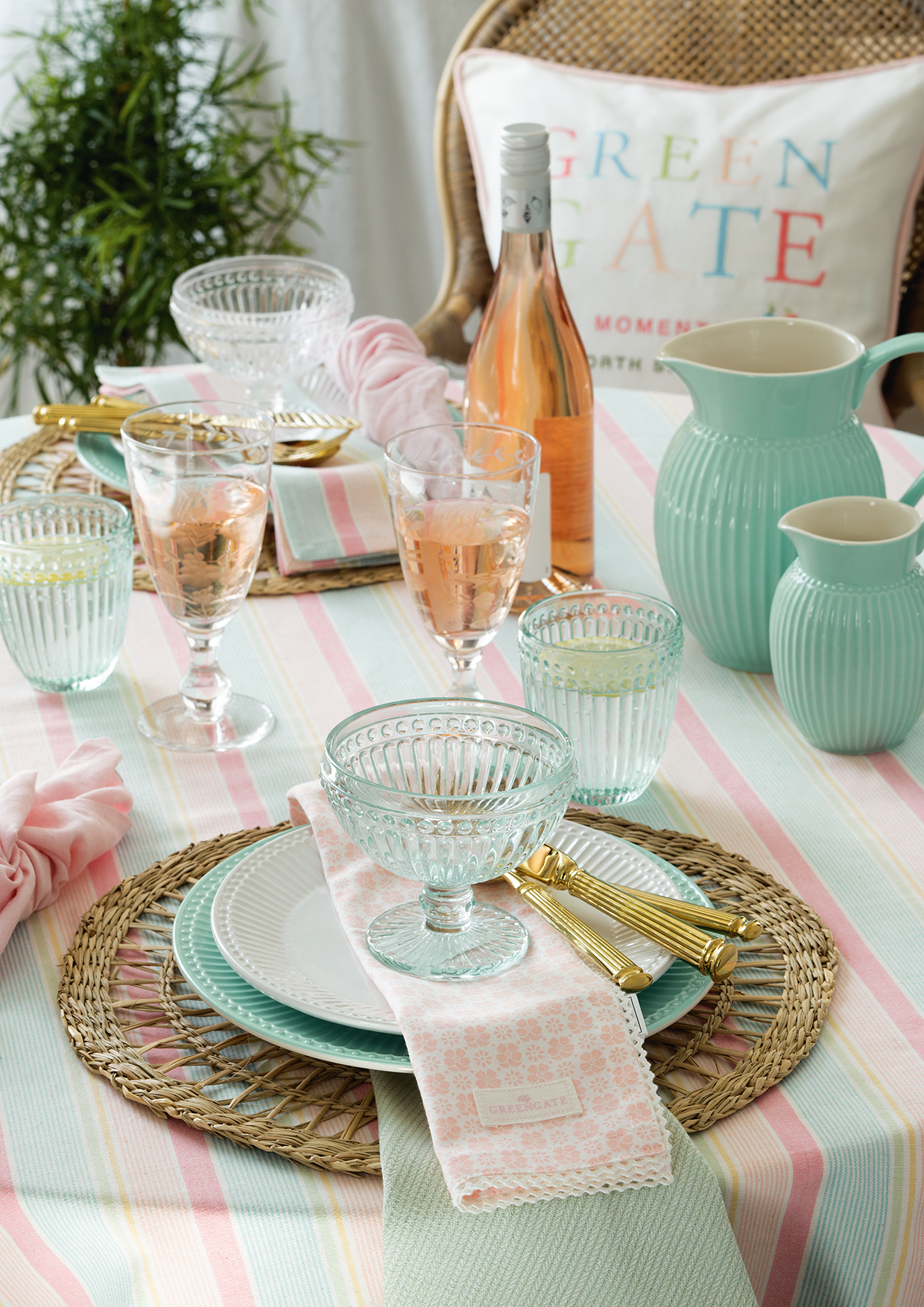 Greengate Stoffserviette Leona white mit Spitzenrand