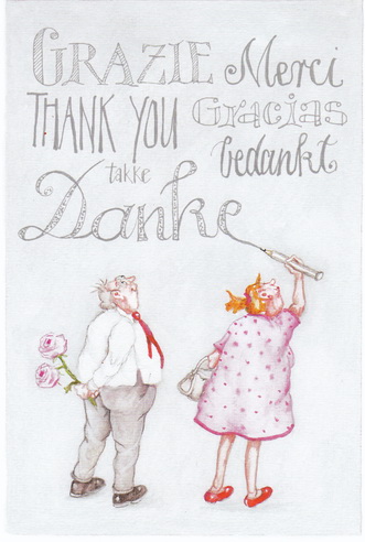 Christina Thrän Postgarte "Danke, Grazie, Thank you"