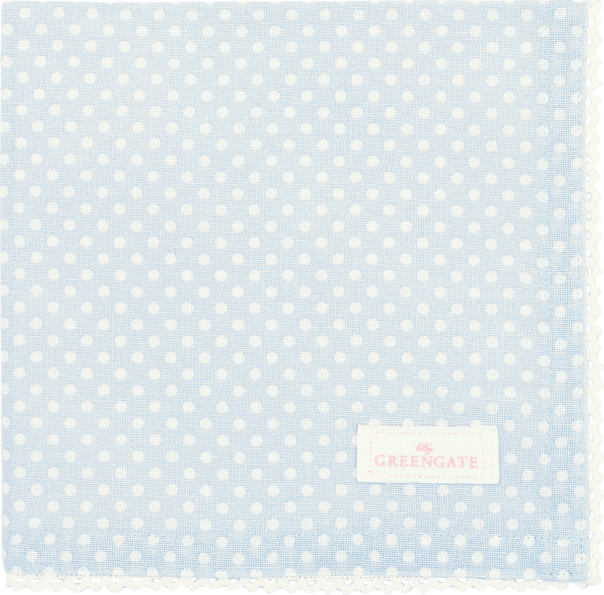 Greengate Stoffserviette Dotty pale blue mit Spitzenrand