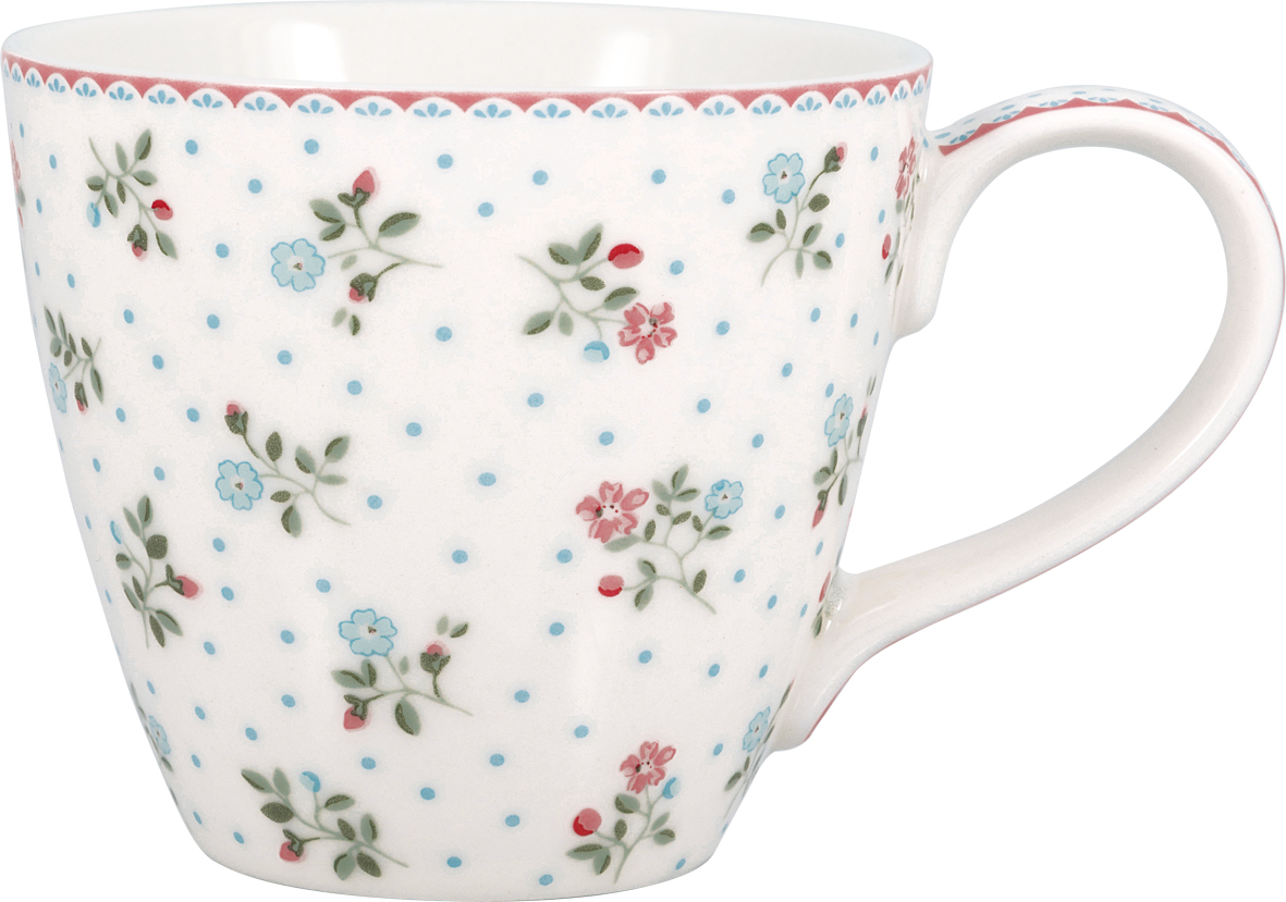 Greengate Becher Celia white Lattecup mit Henkel Mug