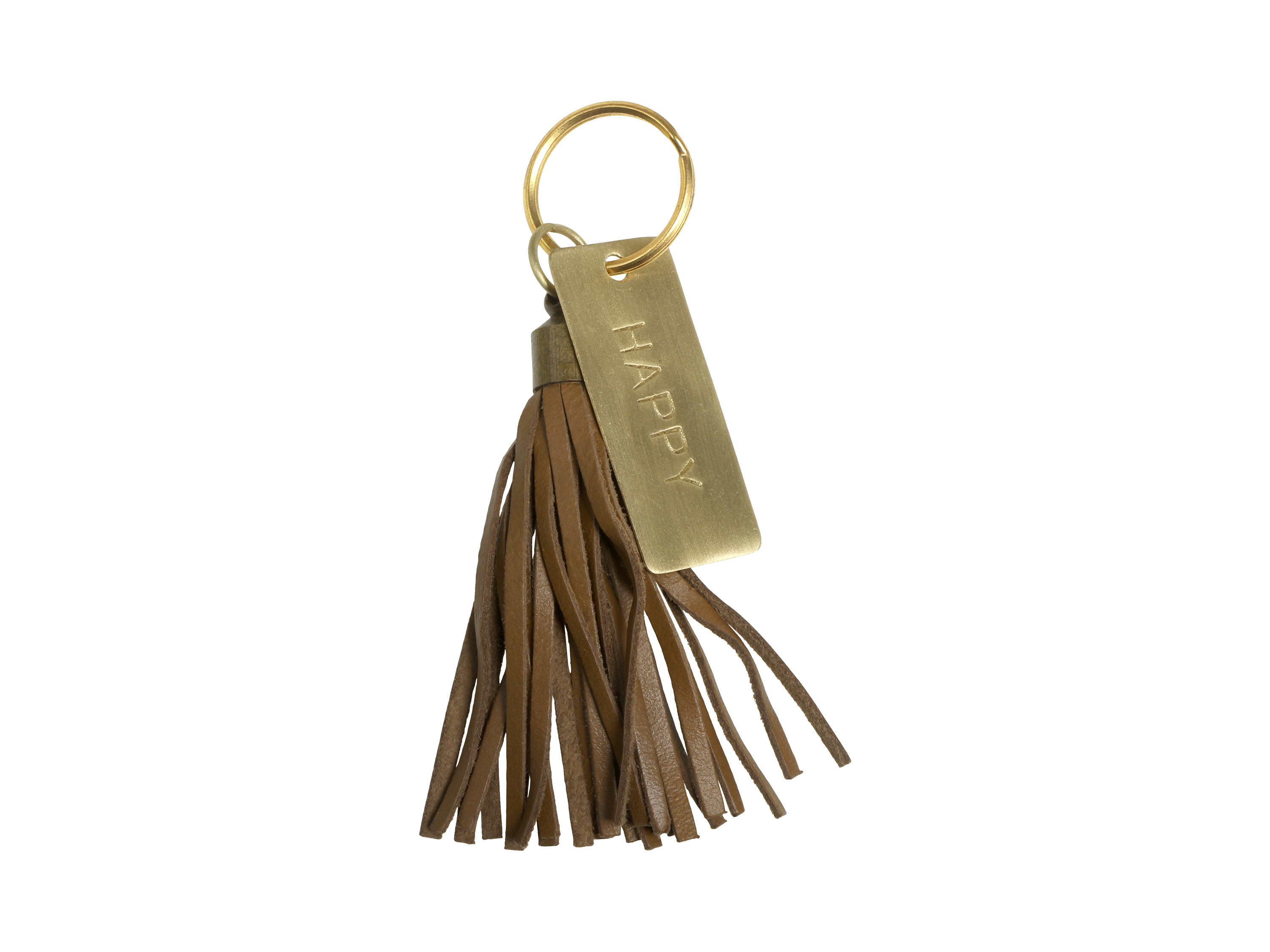 Chic Antique Schlüsselanhänger aus Leder "Happy" cognacfarben