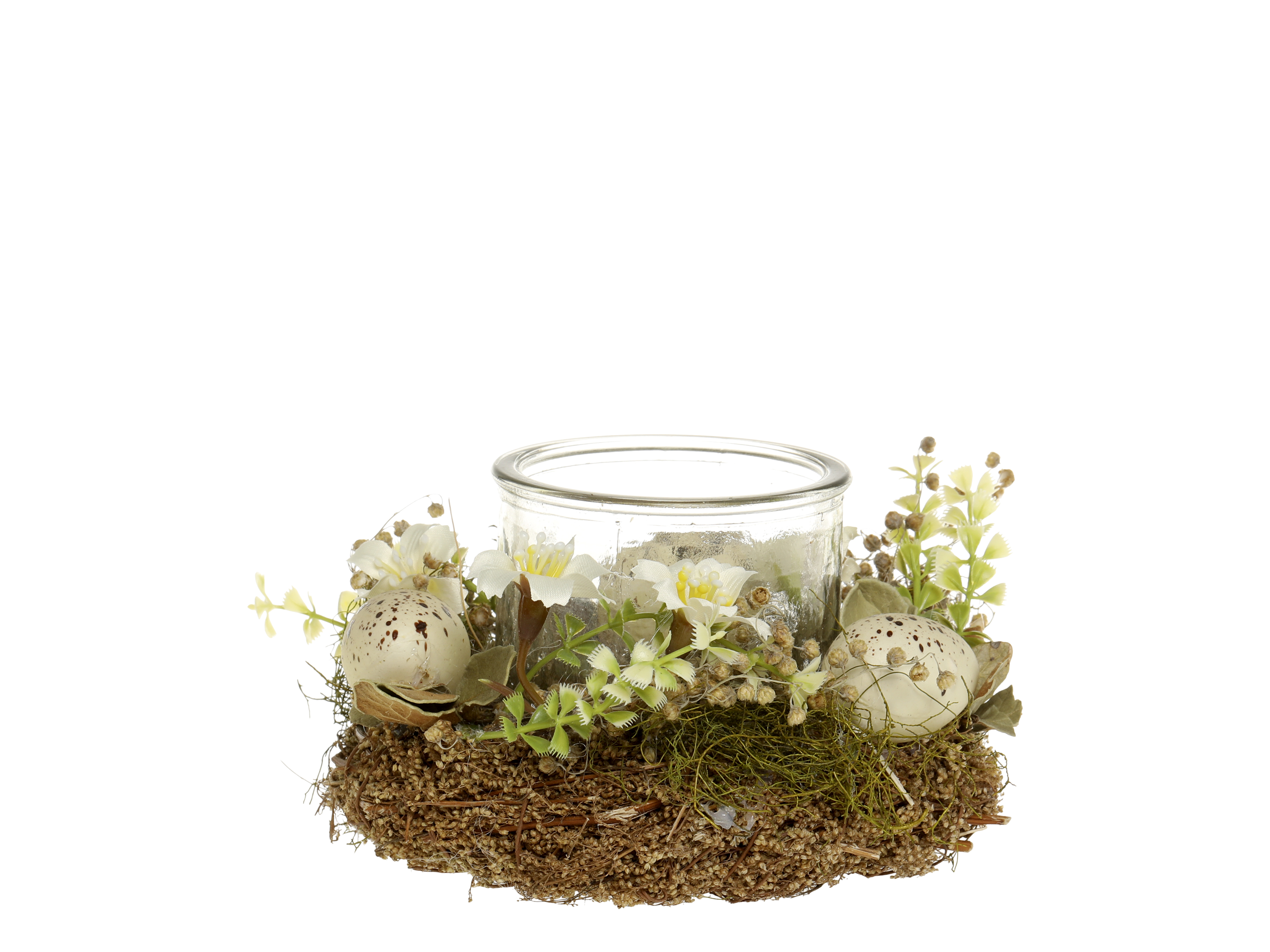 Chic Antique Windlicht mit Blumenkranz klein