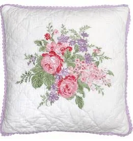 Greengate Kissenbezug Rose white mit Stickerei Embroidery 40x40 cm