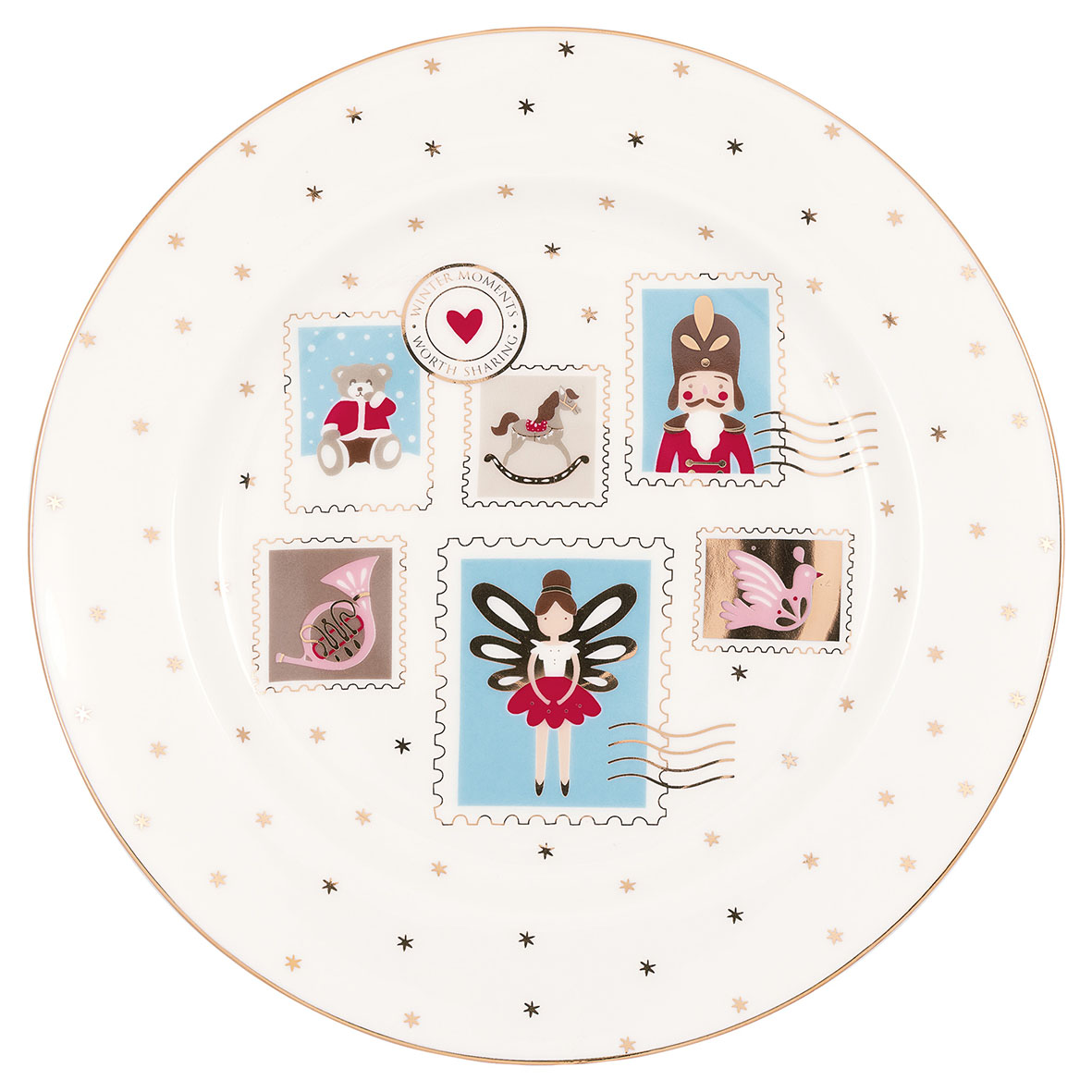 Greengate Frühstücksteller Xmas letter white 20,5 cm