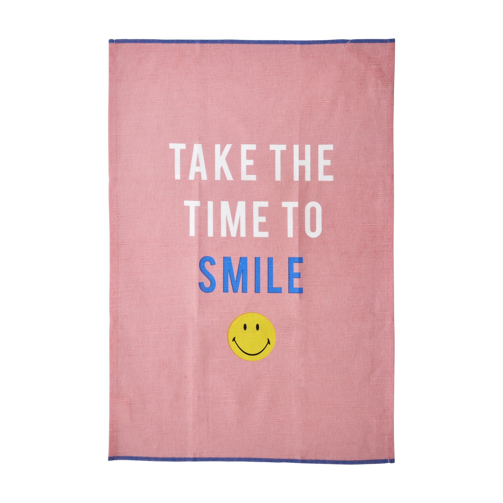 RICE Geschirrtuch Smiley Take the time to smile mehrfarbig Baumwolle