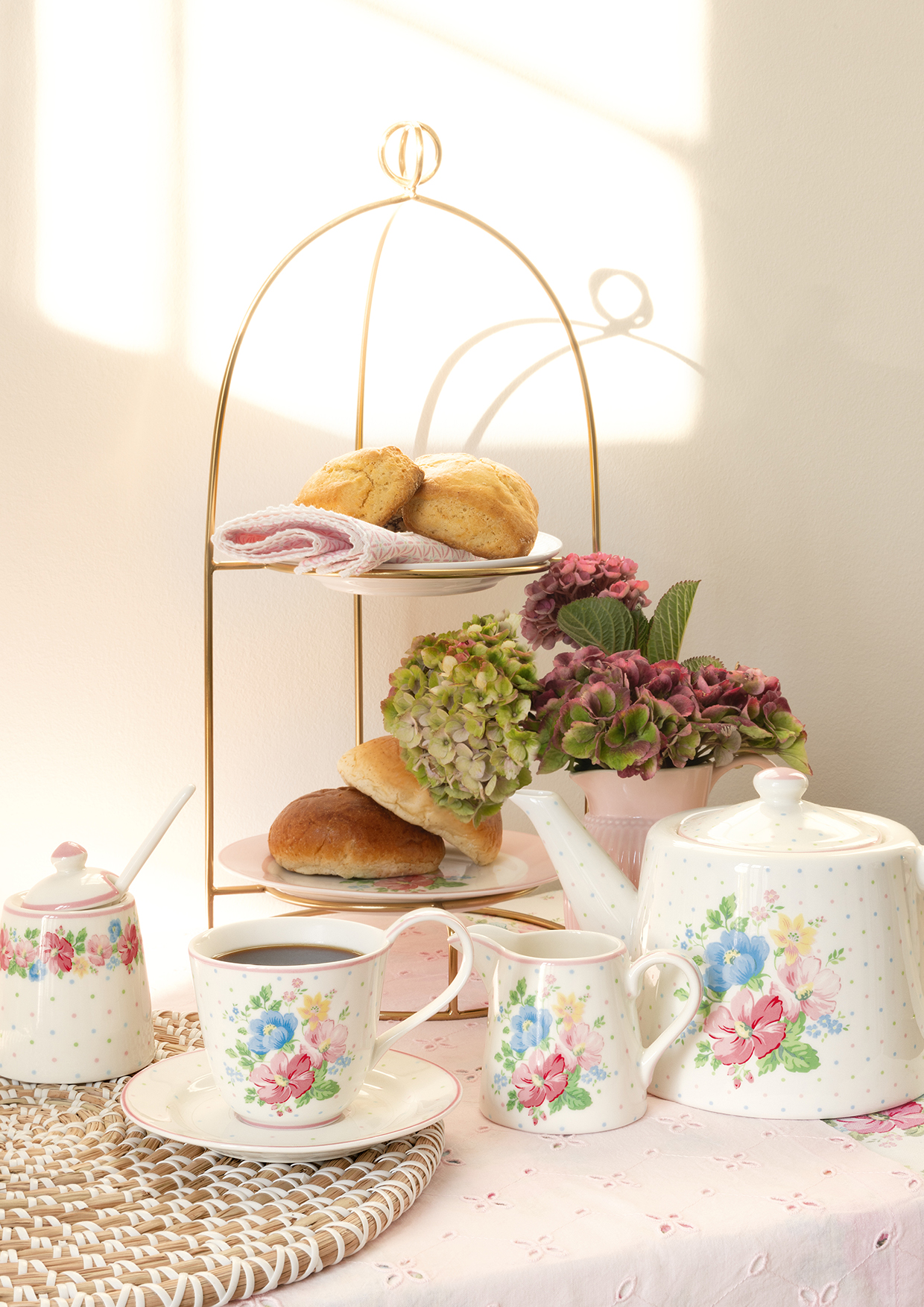 Greengate Sitzkissen/Stuhlkissen Alessia pale pink 40x40 cm zum Festbinden