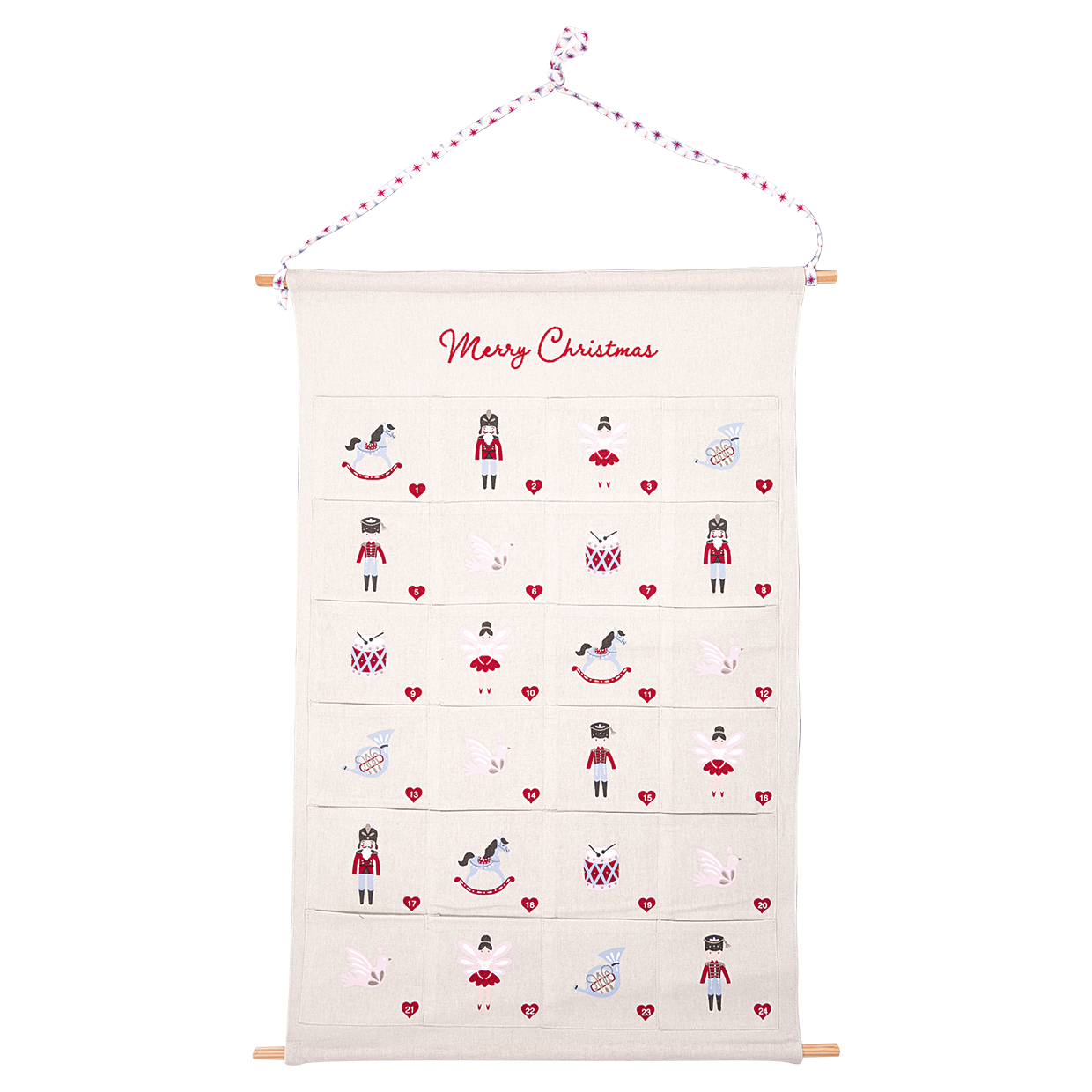 Greengate Adventkalender square Cindarella white Baumwolle