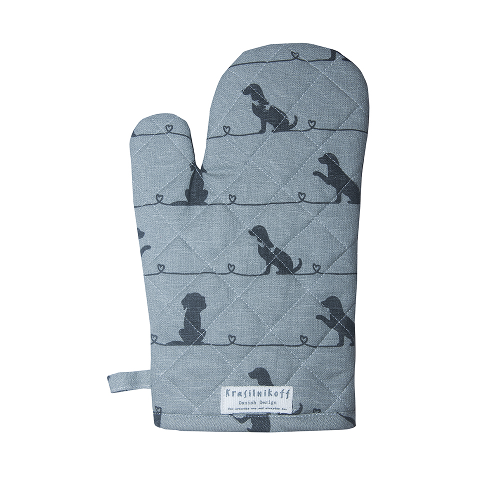 Krasilnikoff Ofenhandschuh Dog grey Hund grau 1 Stück