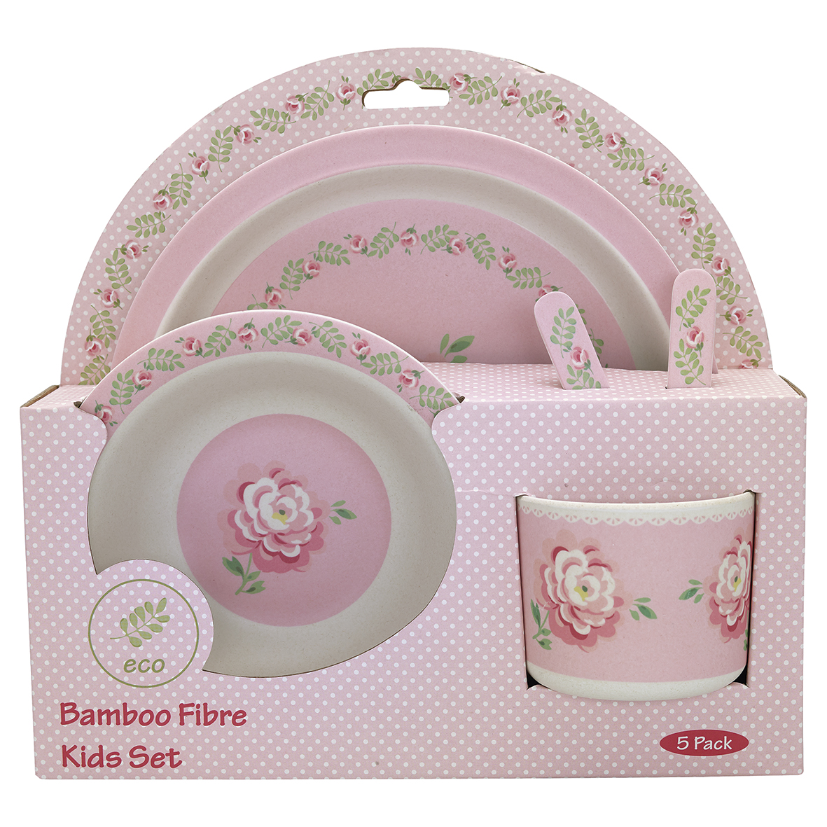 Greengate Bambus Kinder Dinner Set "Lily petit white" 5 tlg.