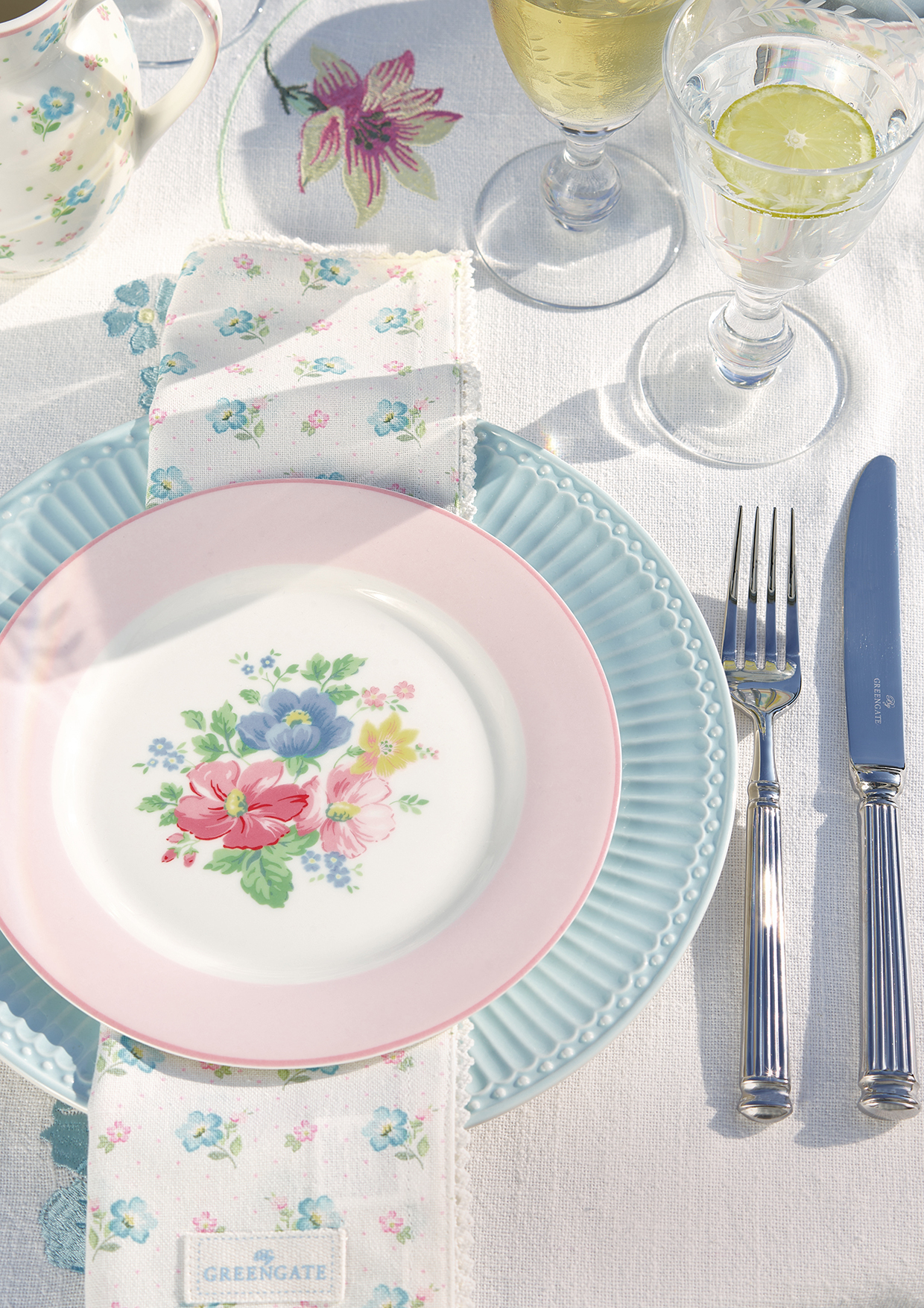 Greengate Sitzkissen/Stuhlkissen Alessia pale pink 40x40 cm zum Festbinden