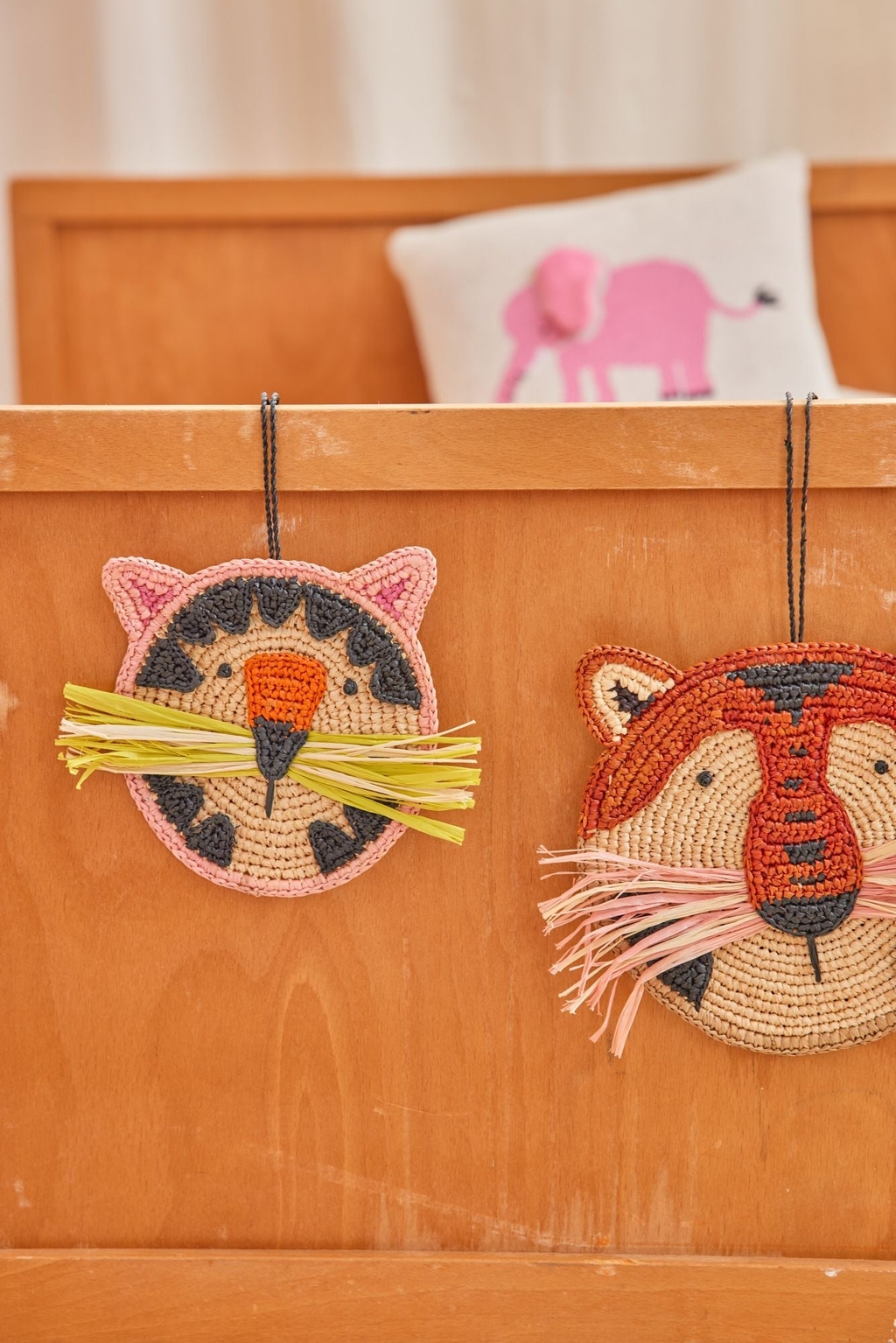 RICE Kinderkissen "Elephant" naturweiß/pink 100% Baumwolle mit Inlett