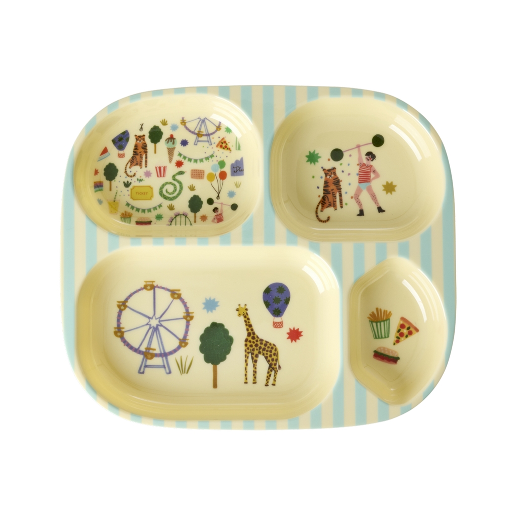 RICE Melamin Kindergeschirr Set Fun fair Print mint 4-teilig
