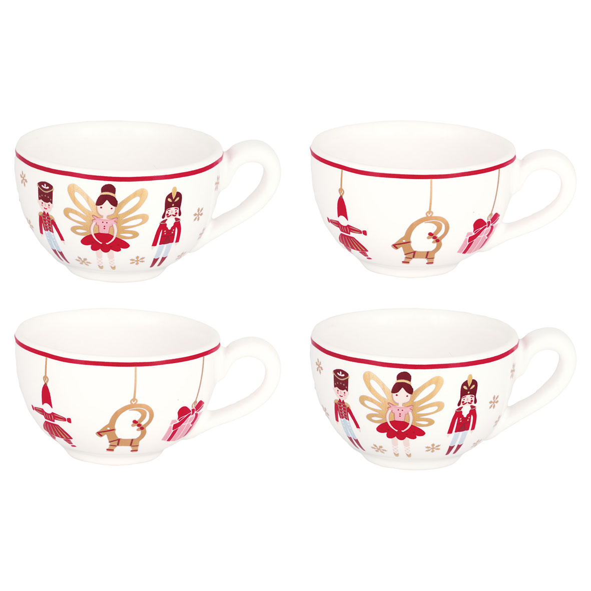Greengate Tasse Xmas gold mix Set  4 pieces assorted cups