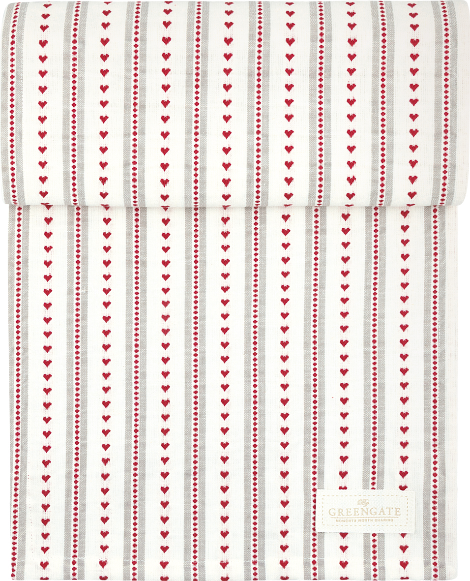 Greengate Tischläufer Esther red durchgewebt in Überlänge 30 x 220 cm !!