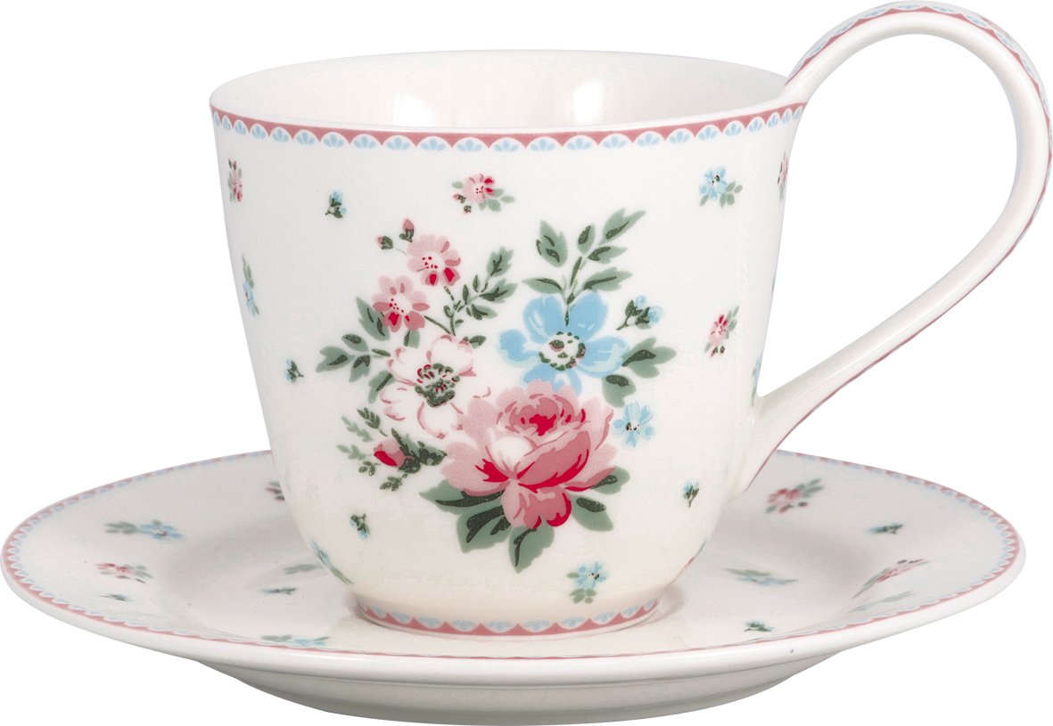 Greengate Tasse und Untertasse Clara white 2-teilig Cup and saucer