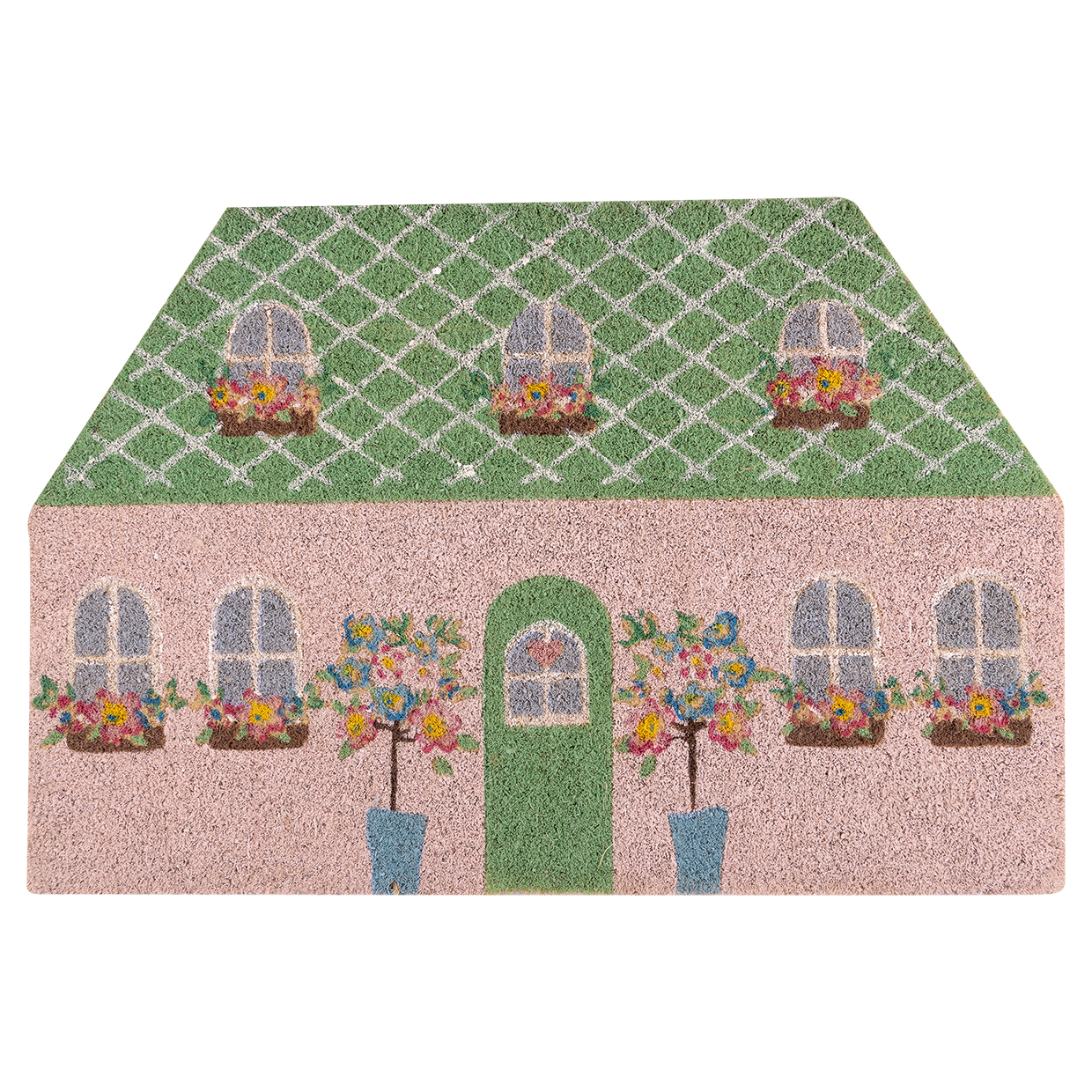 Greengate Fußmatte Portia flowers white 60x40 cm Kokosfaser