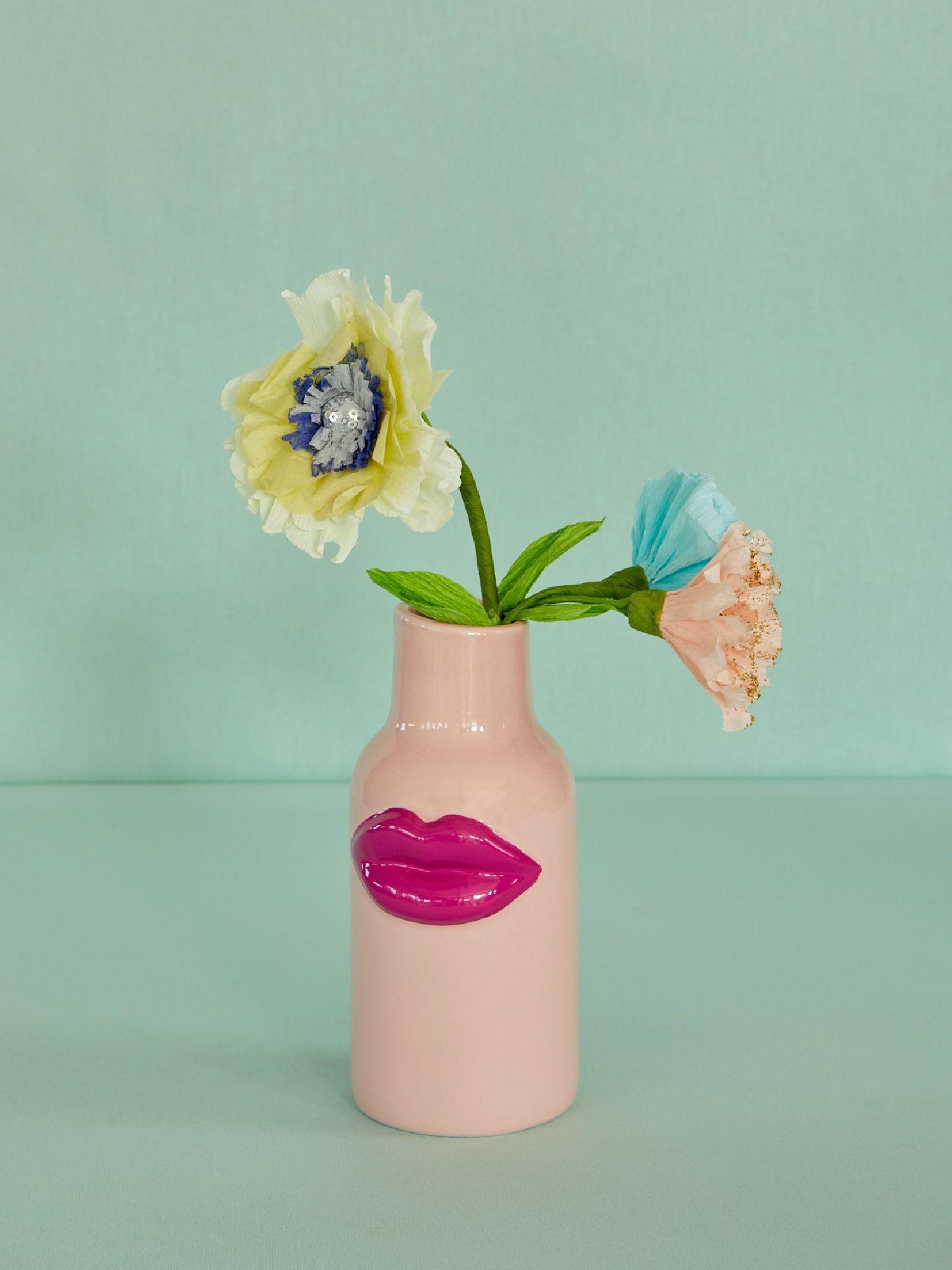 RICE Vase Lips Keramik rosa/rot