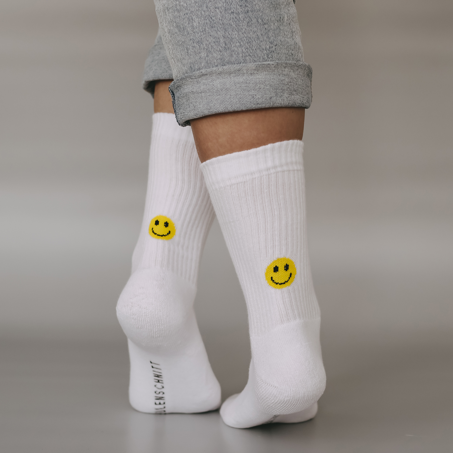 Eulenschnitt Mottosocken Smiley gelb