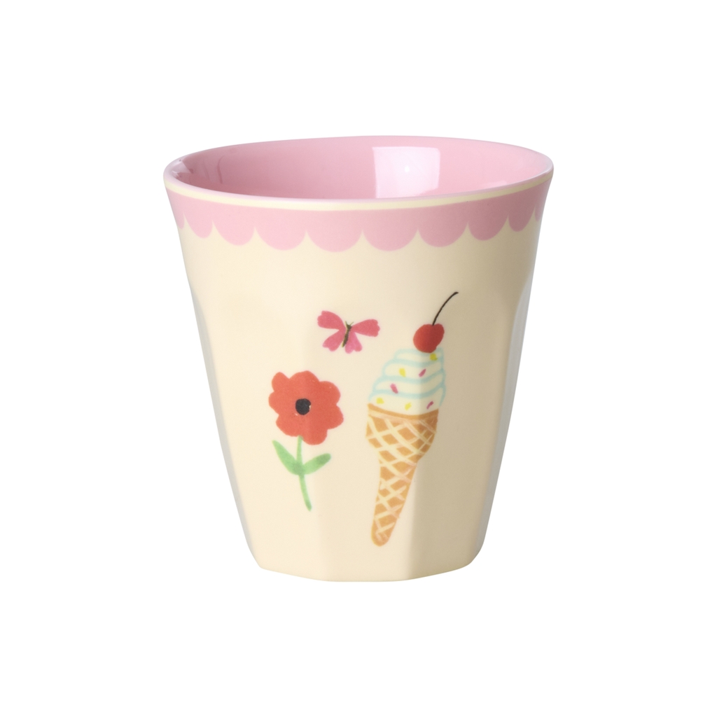RICE Melamin Geschenkset mit 6 kleinen Bechern Fun fair Print rosa